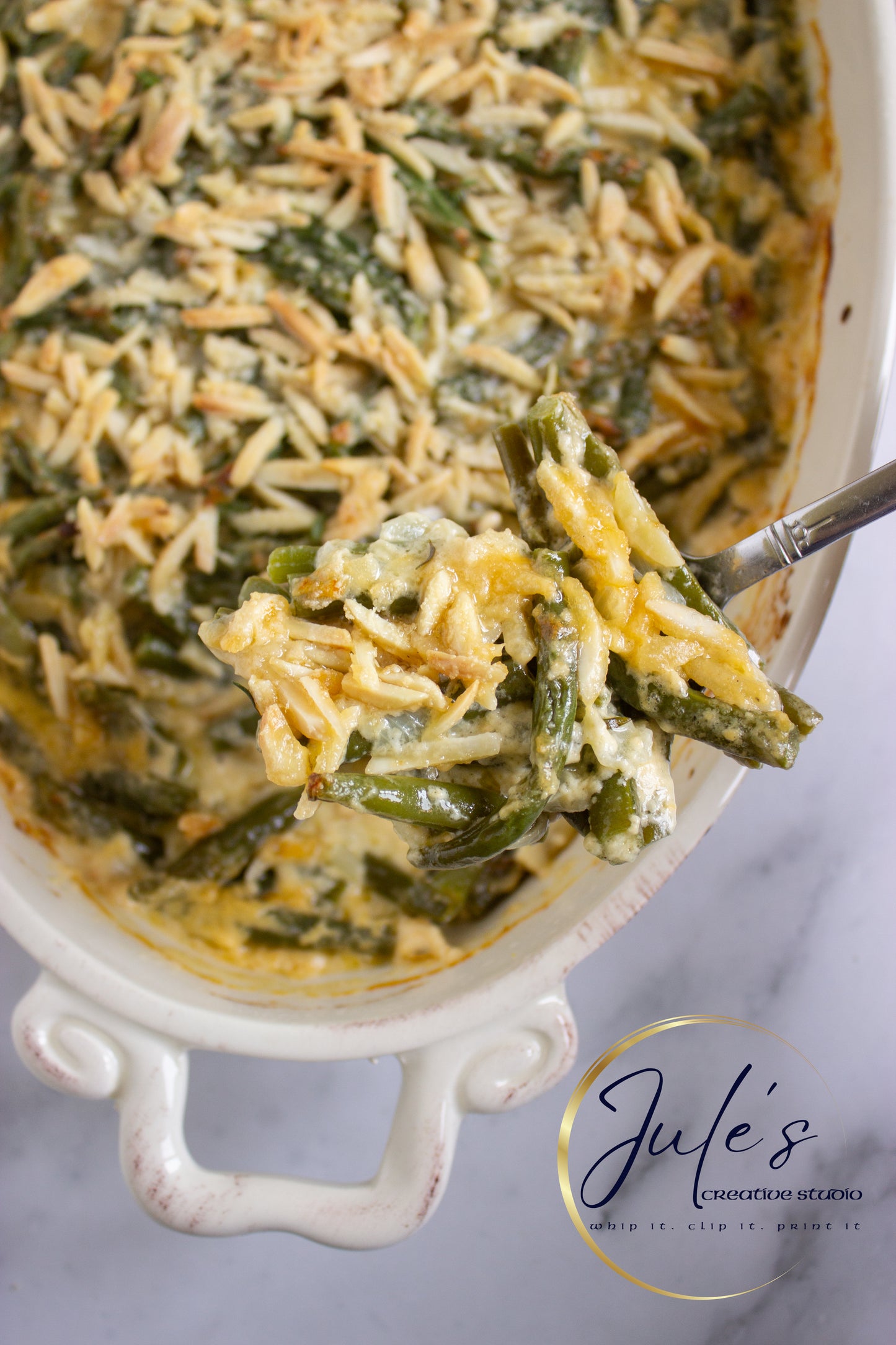 Almond Parmesan Green Bean Casserole
