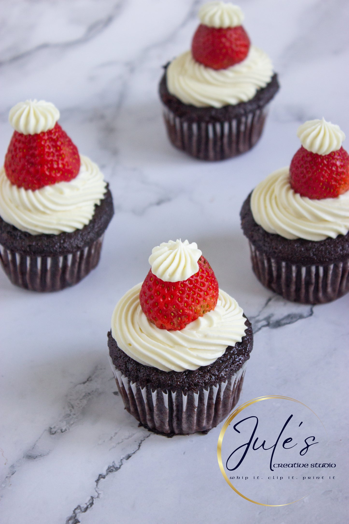 Santa Hat Cupcakes (Set 1)