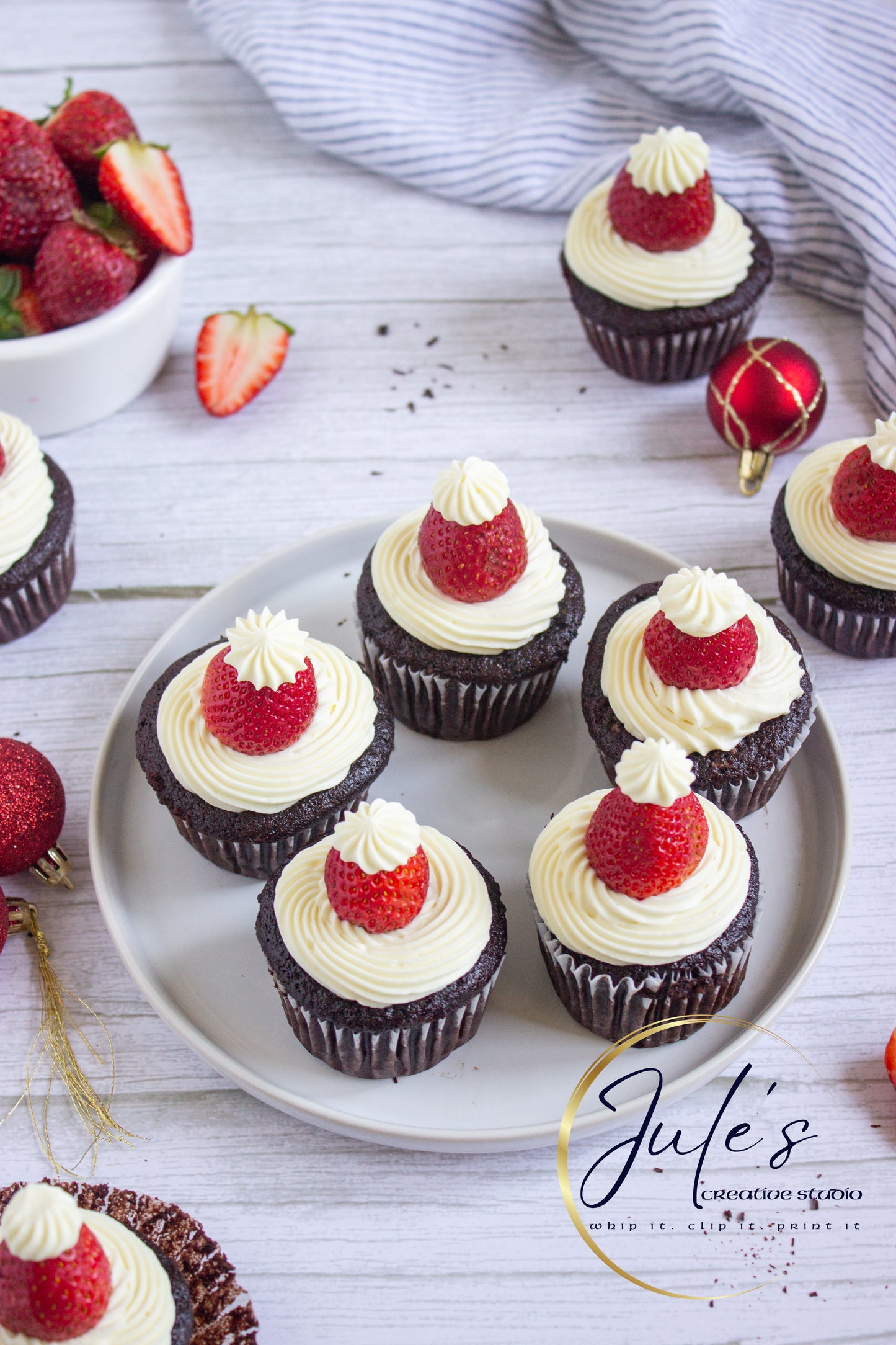 Santa Hat Cupcakes (Set 2)