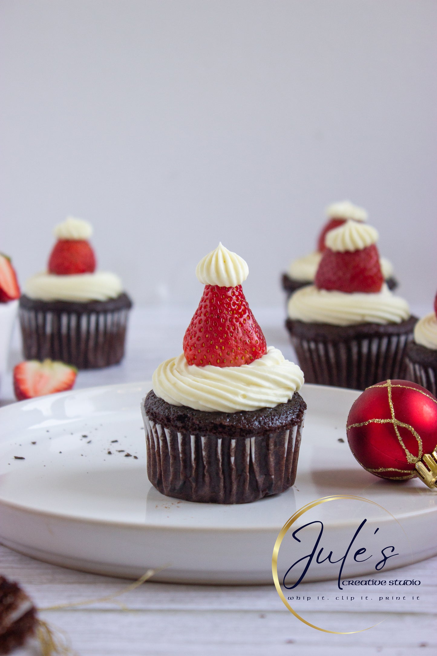 Santa Hat Cupcakes (Set 2)