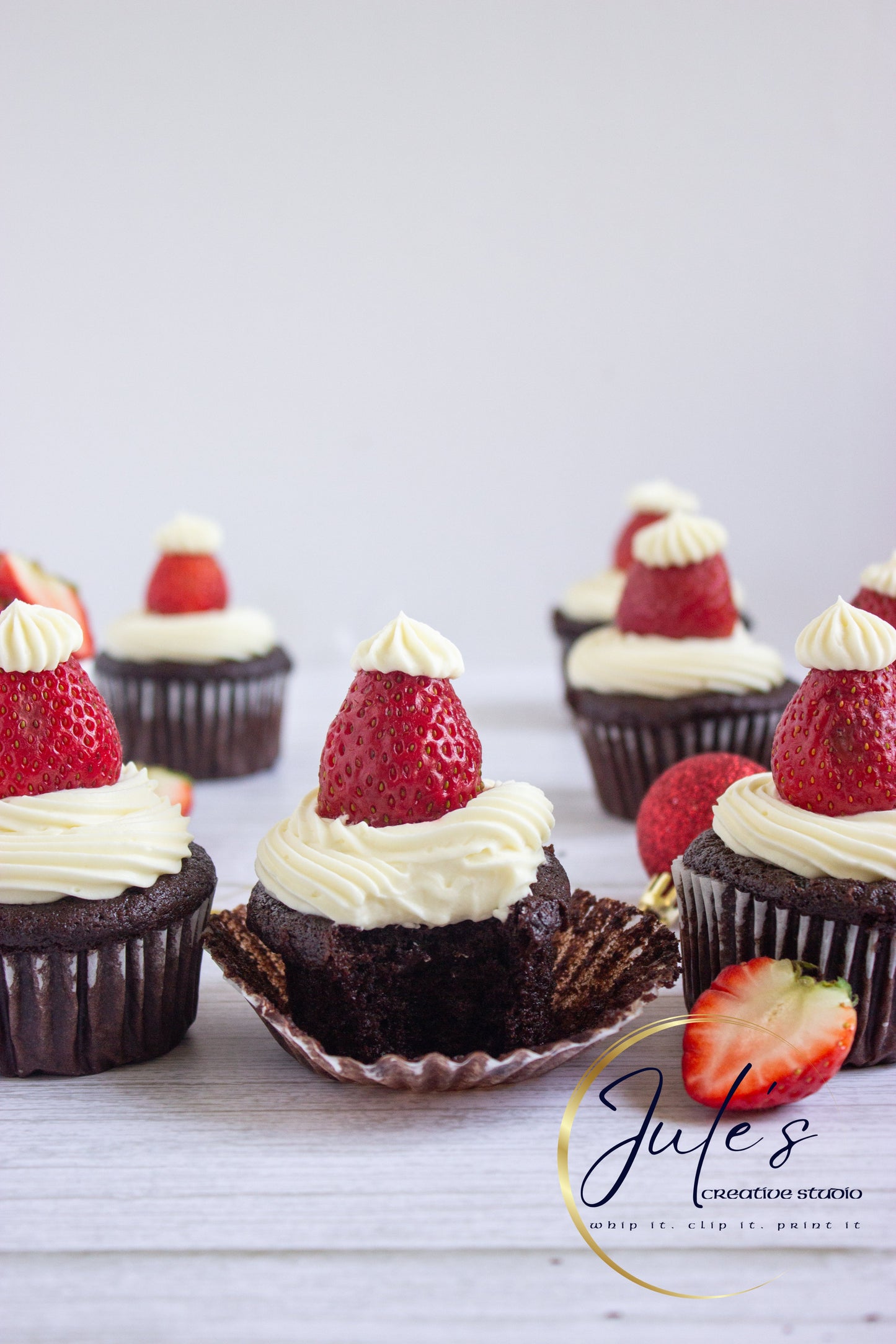 Santa Hat Cupcakes (Set 2)