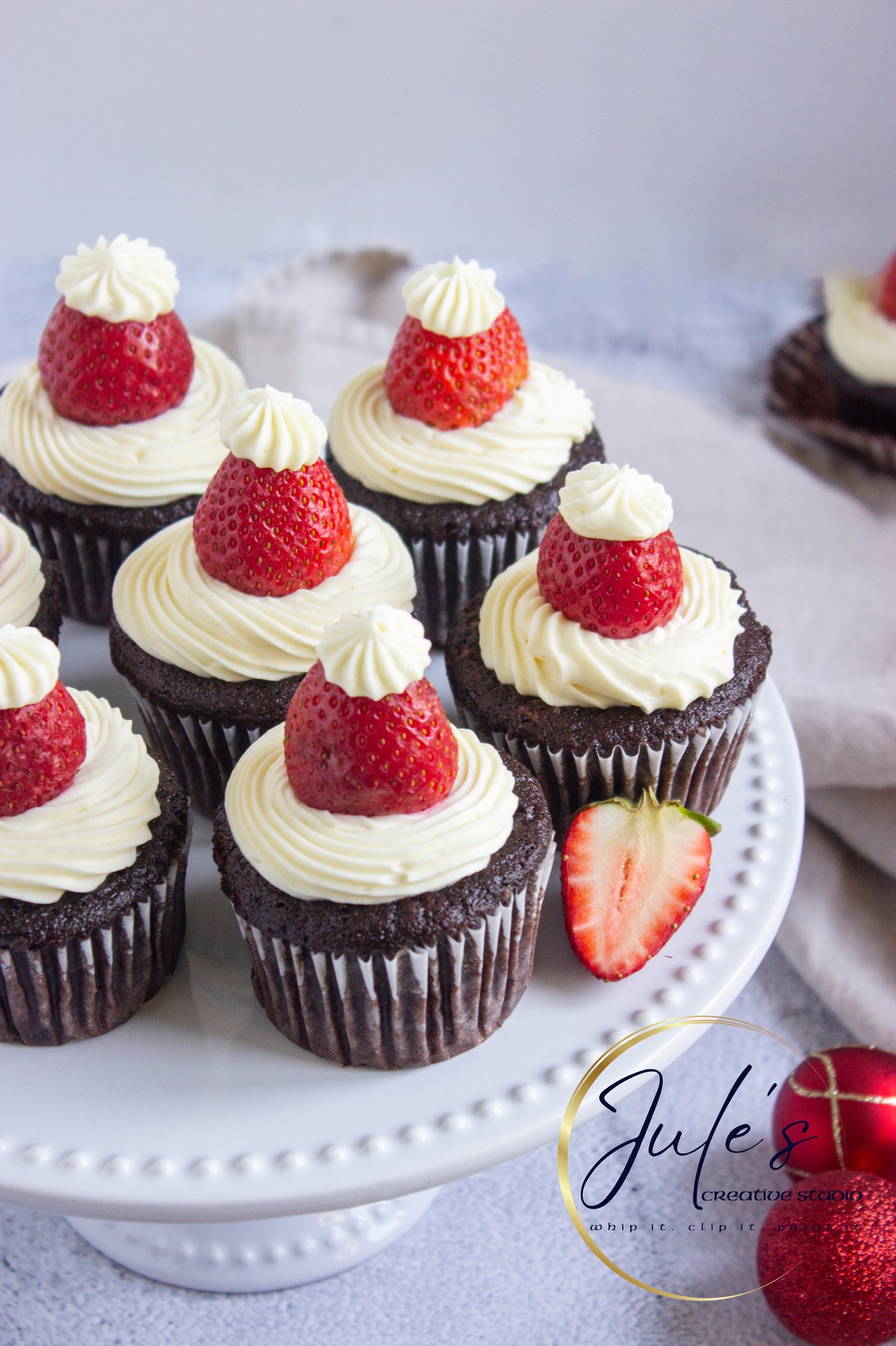 Santa Hat Cupcakes (Set 6)