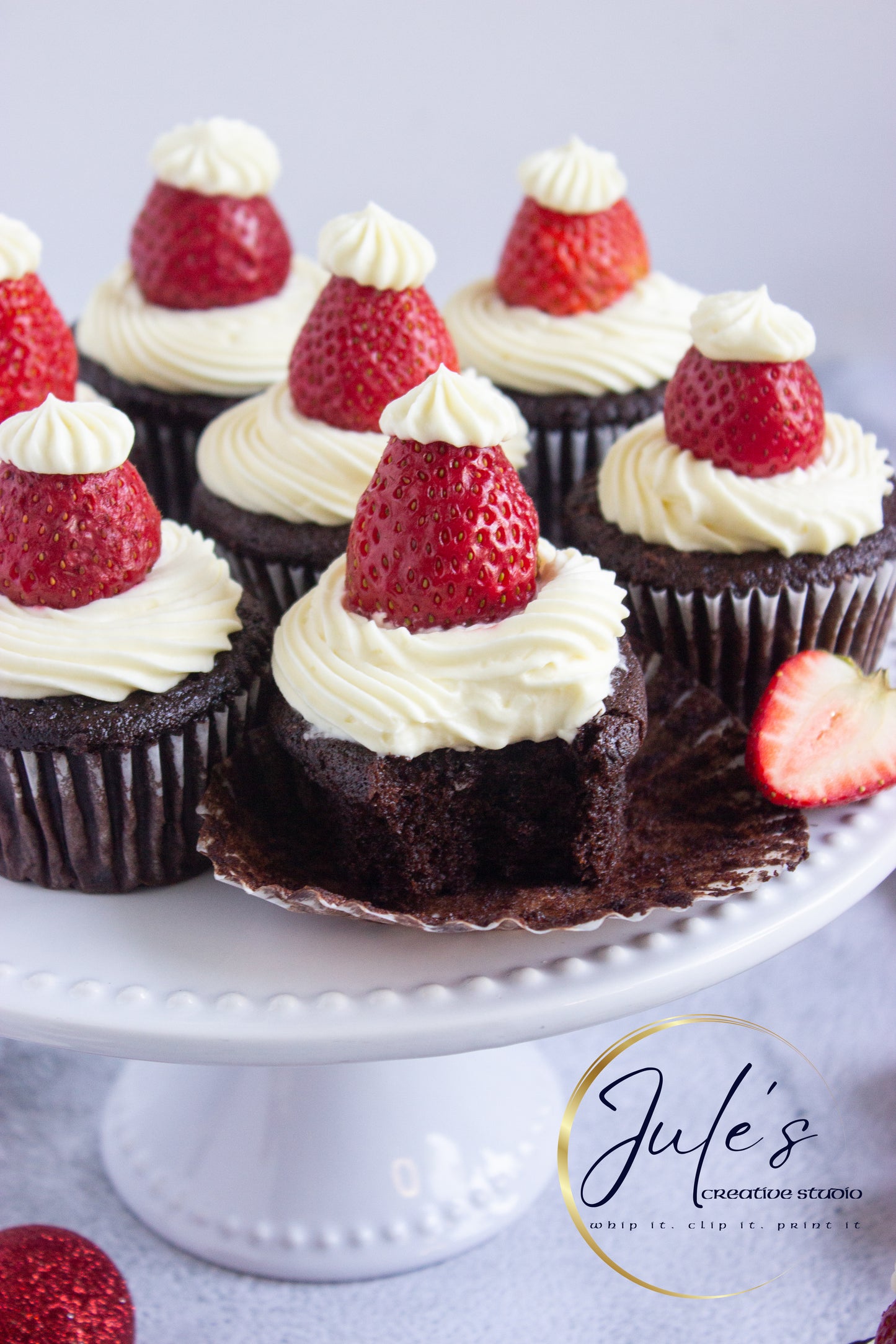 Santa Hat Cupcakes (Set 6)