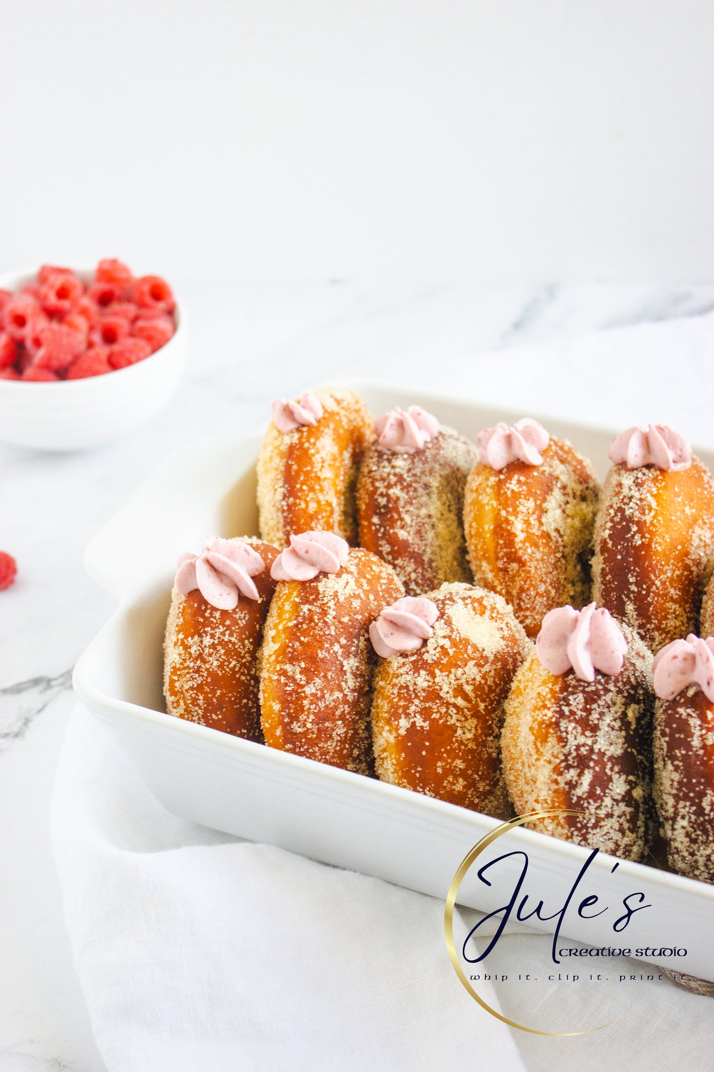 Raspberry Cheesecake Filled Donuts (PLR)