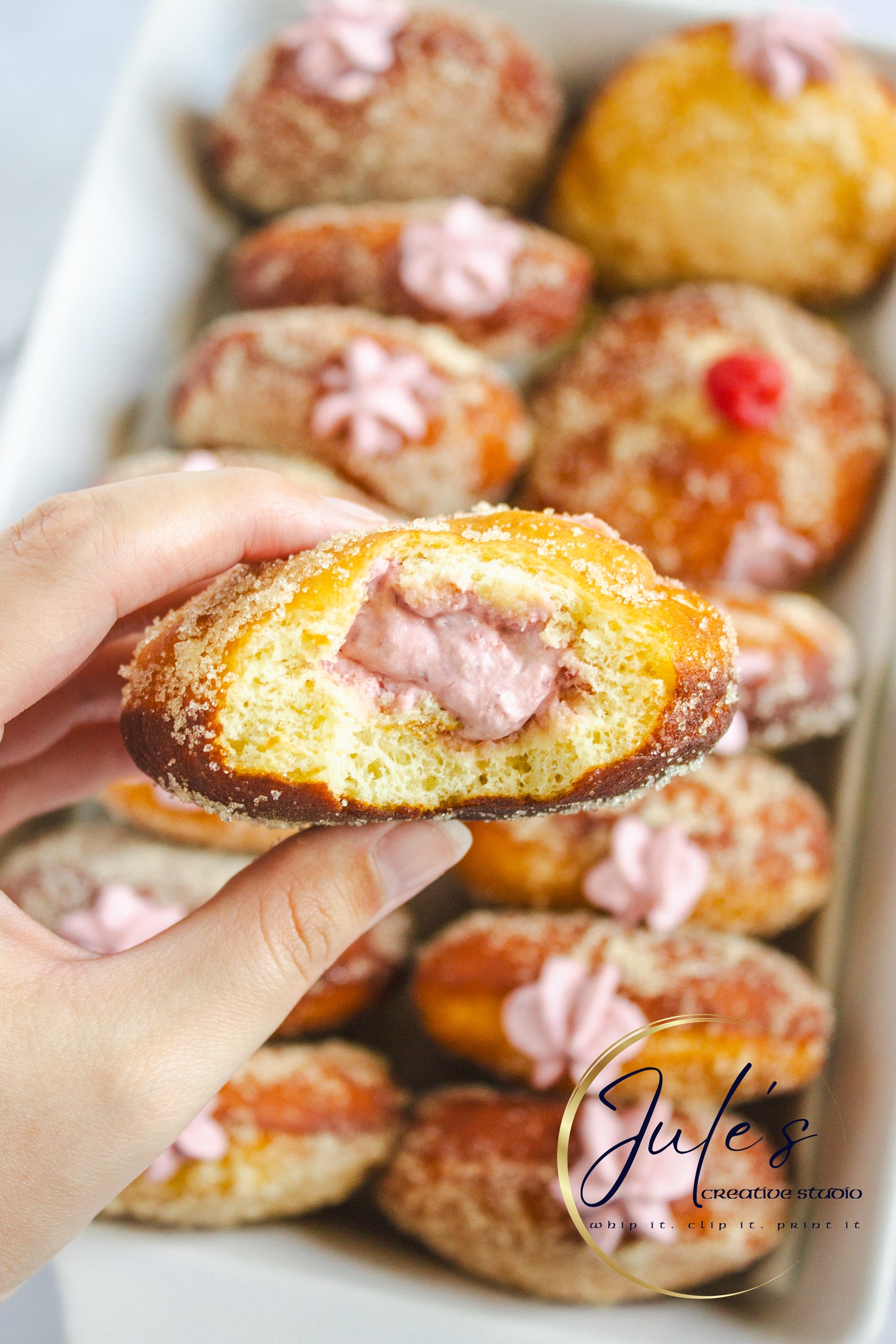 Raspberry Cheesecake Filled Donuts (PLR)