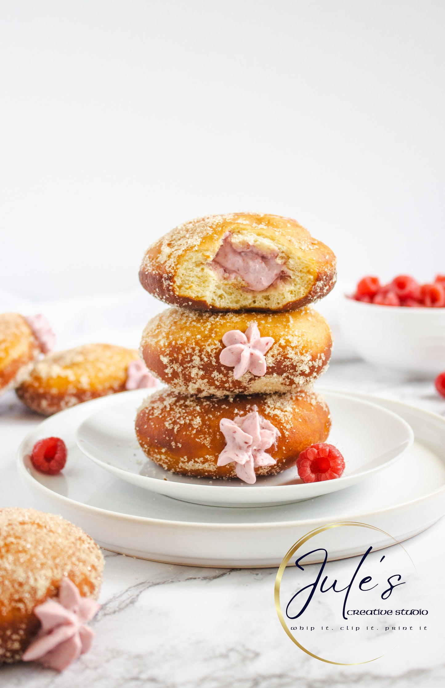 Raspberry Cheesecake Filled Donuts (PLR)