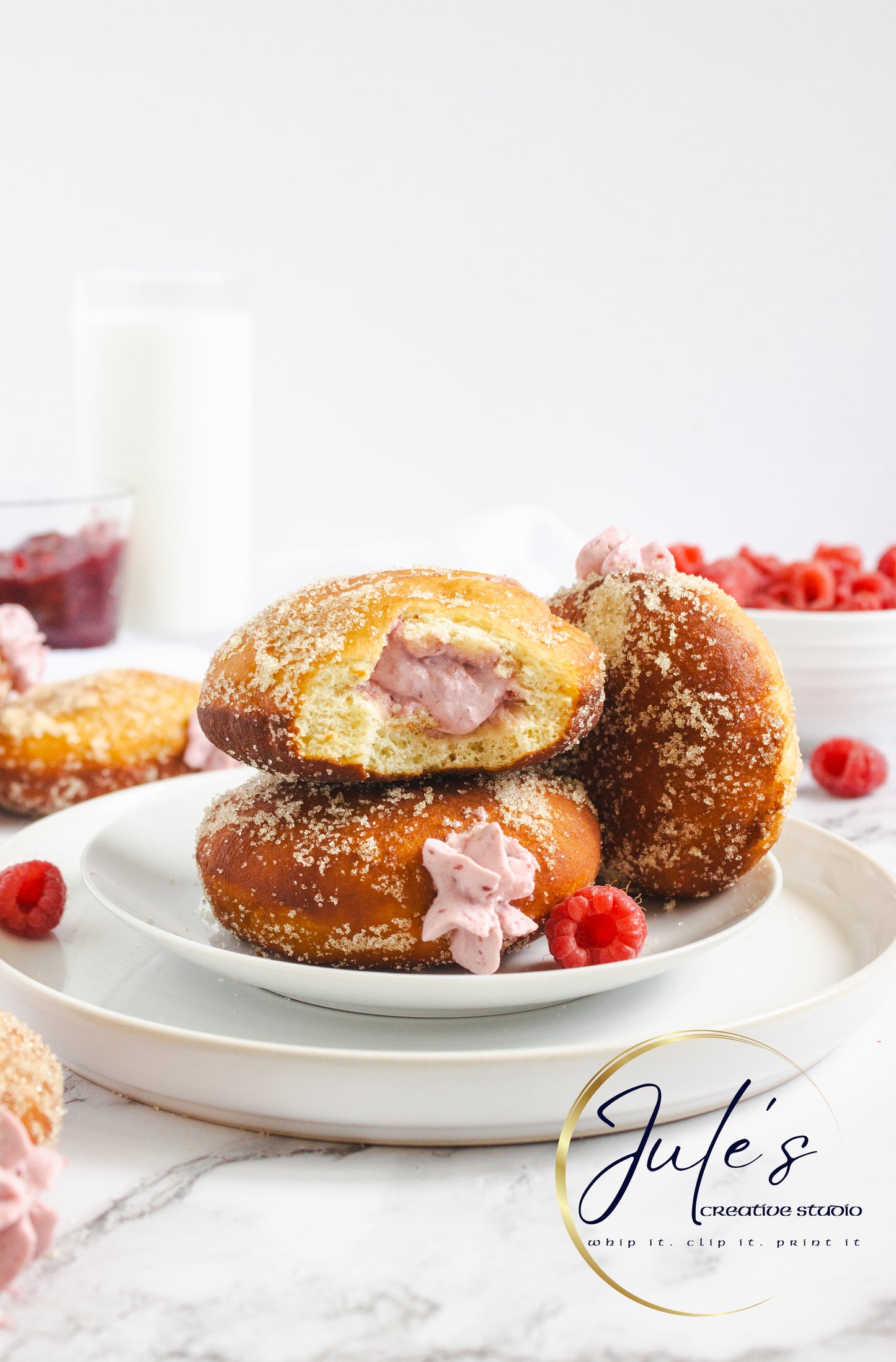 Raspberry Cheesecake Filled Donuts (PLR)