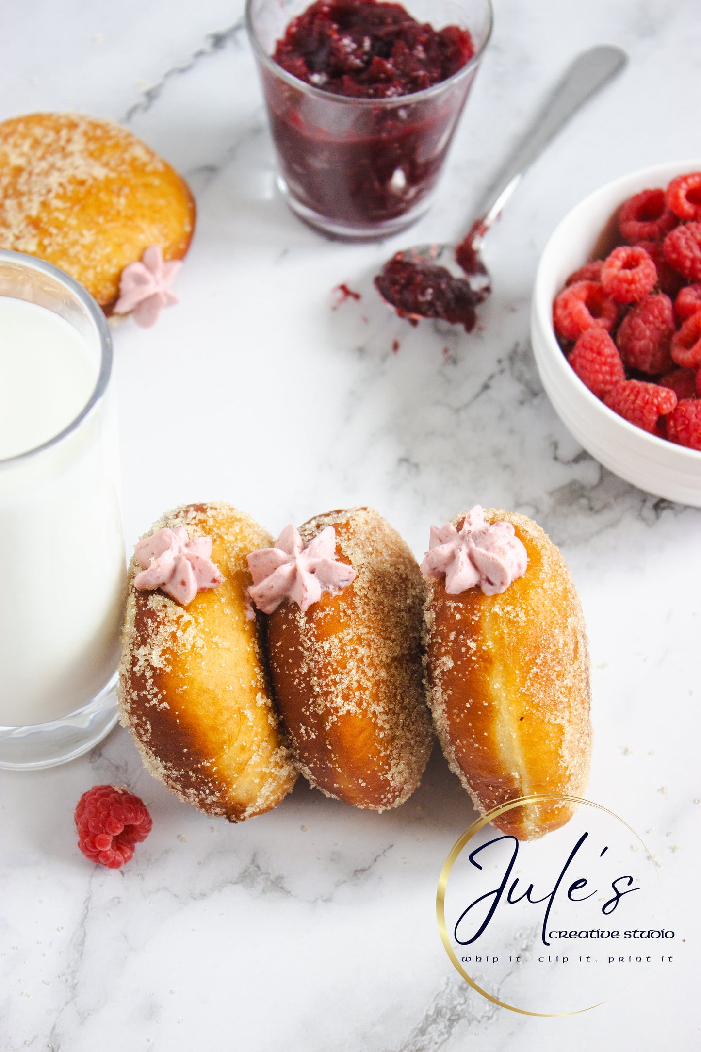 Raspberry Cheesecake Filled Donuts (PLR)