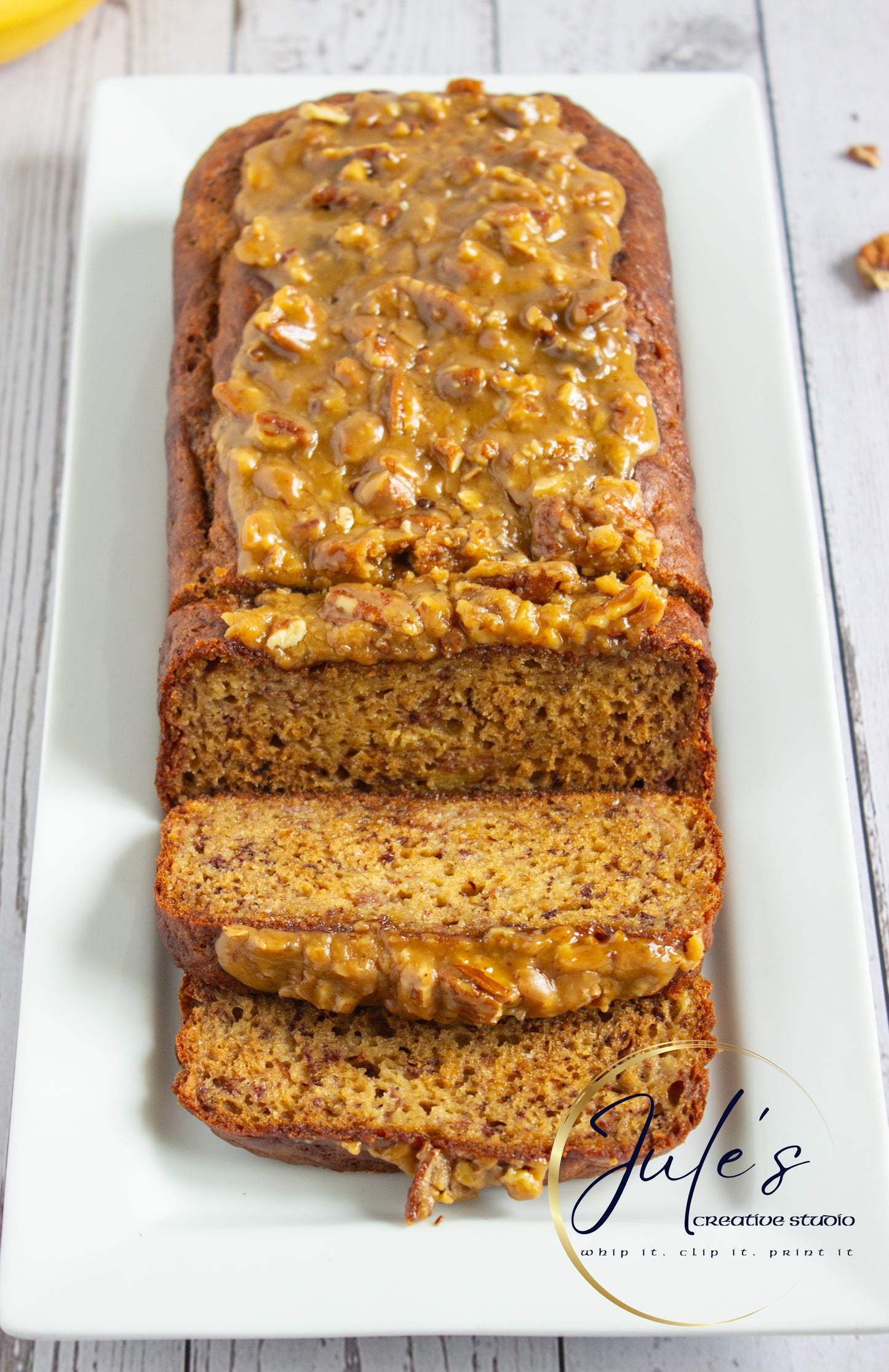 Greek Yogurt Banana Bread with Brown Sugar Pecan Glaze (Set 2)
