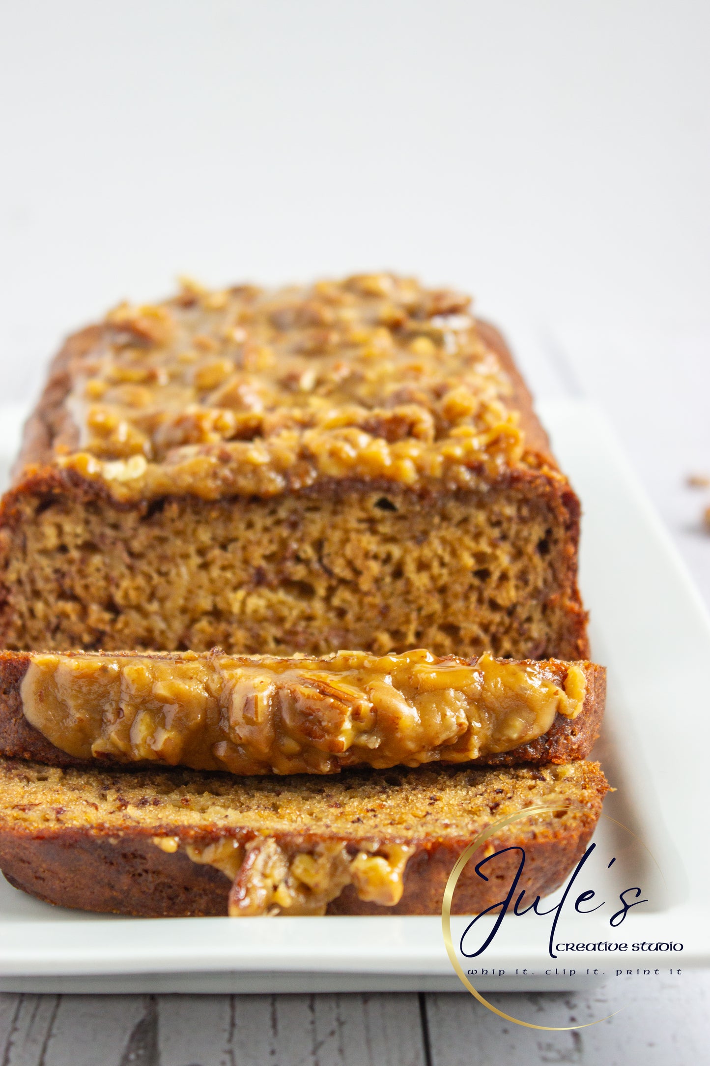 Greek Yogurt Banana Bread with Brown Sugar Pecan Glaze (Set 2)