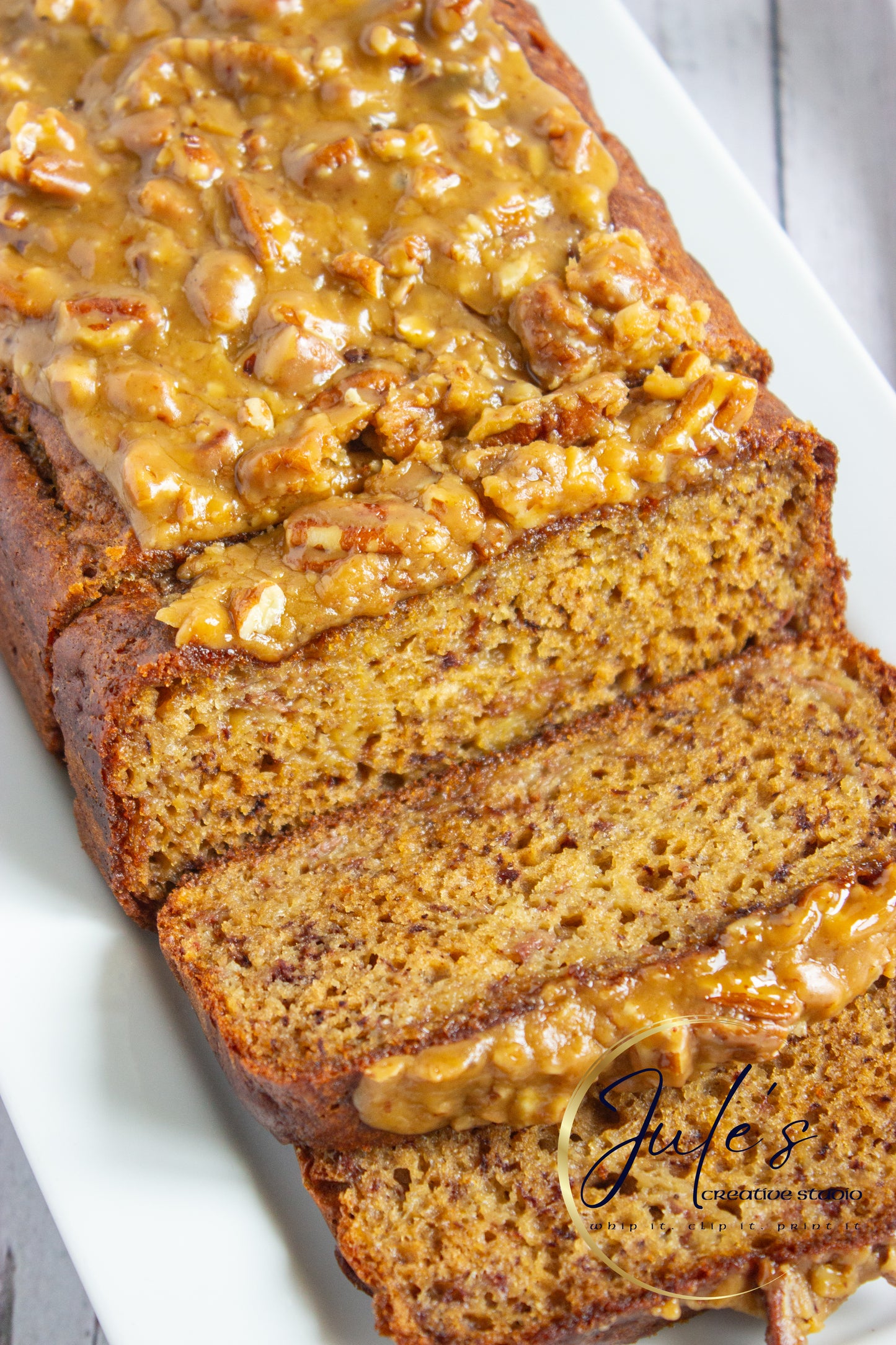 Greek Yogurt Banana Bread with Brown Sugar Pecan Glaze (Set 2)