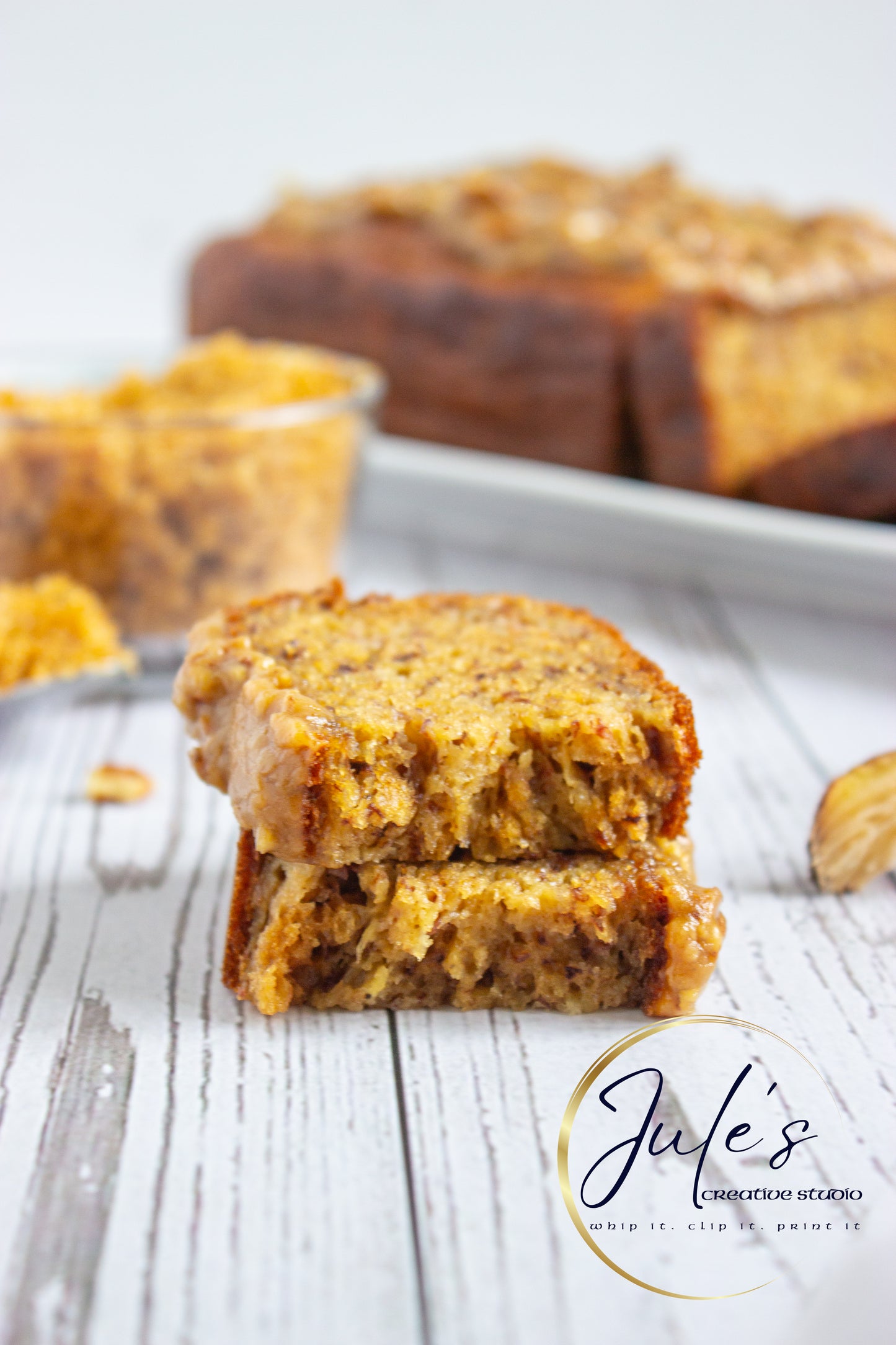 Greek Yogurt Banana Bread with Brown Sugar Pecan Glaze (Set 2)