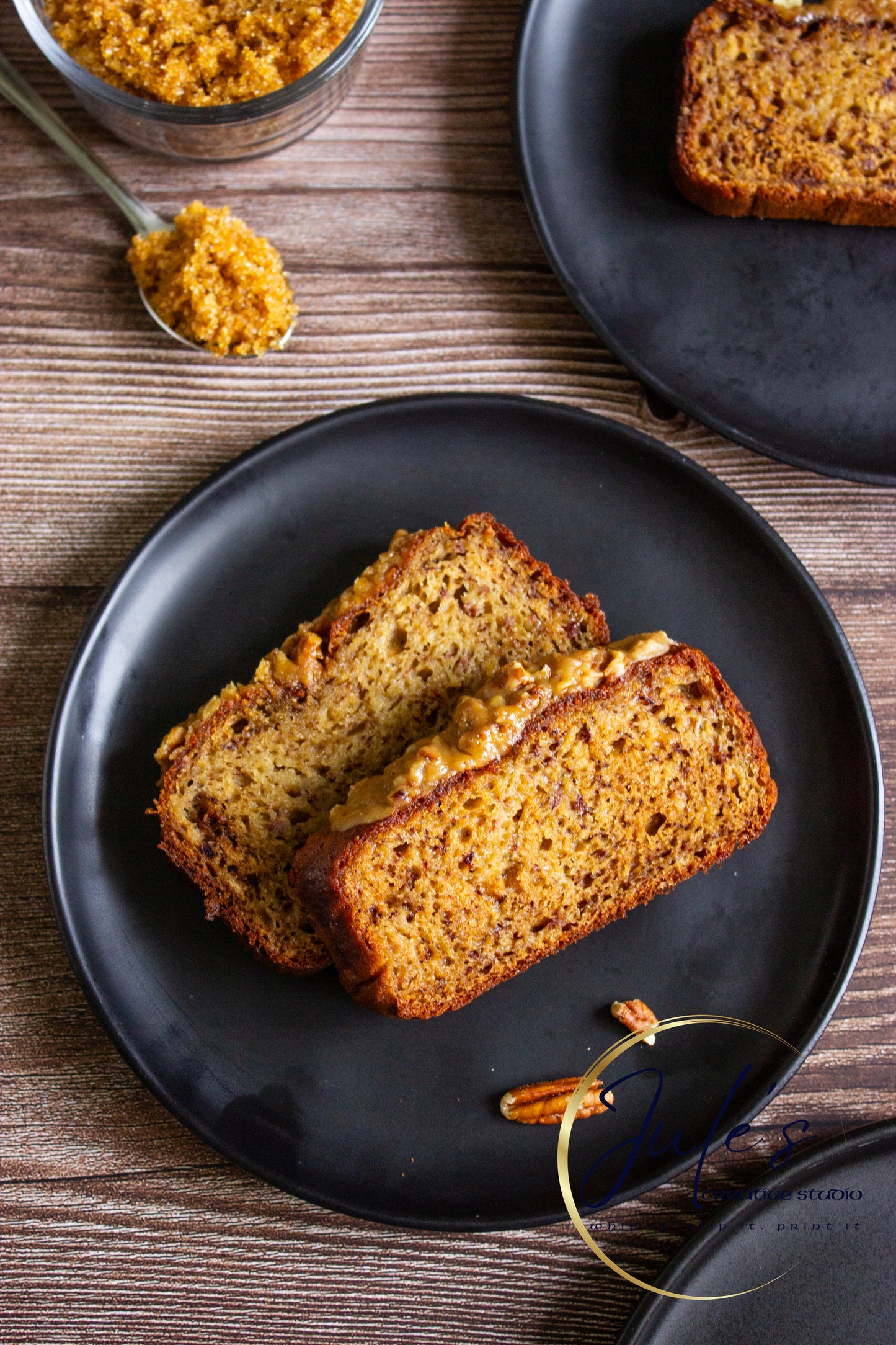 Greek Yogurt Banana Bread with Brown Sugar Pecan Glaze (Set 4)