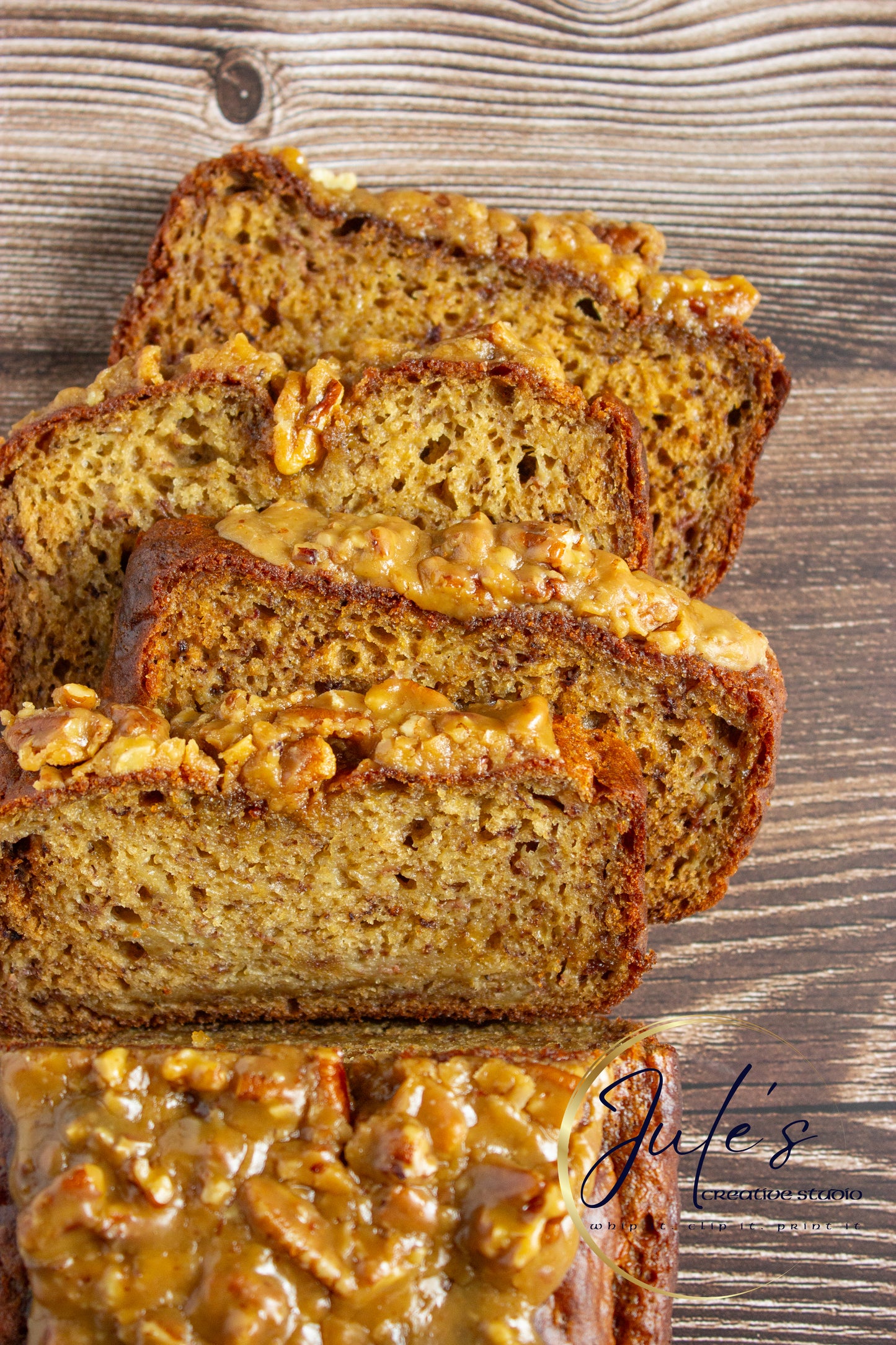 Greek Yogurt Banana Bread with Brown Sugar Pecan Glaze (Set 4)