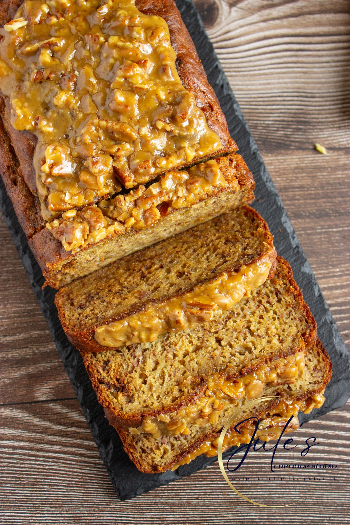 Greek Yogurt Banana Bread with Brown Sugar Pecan Glaze (Set 4)