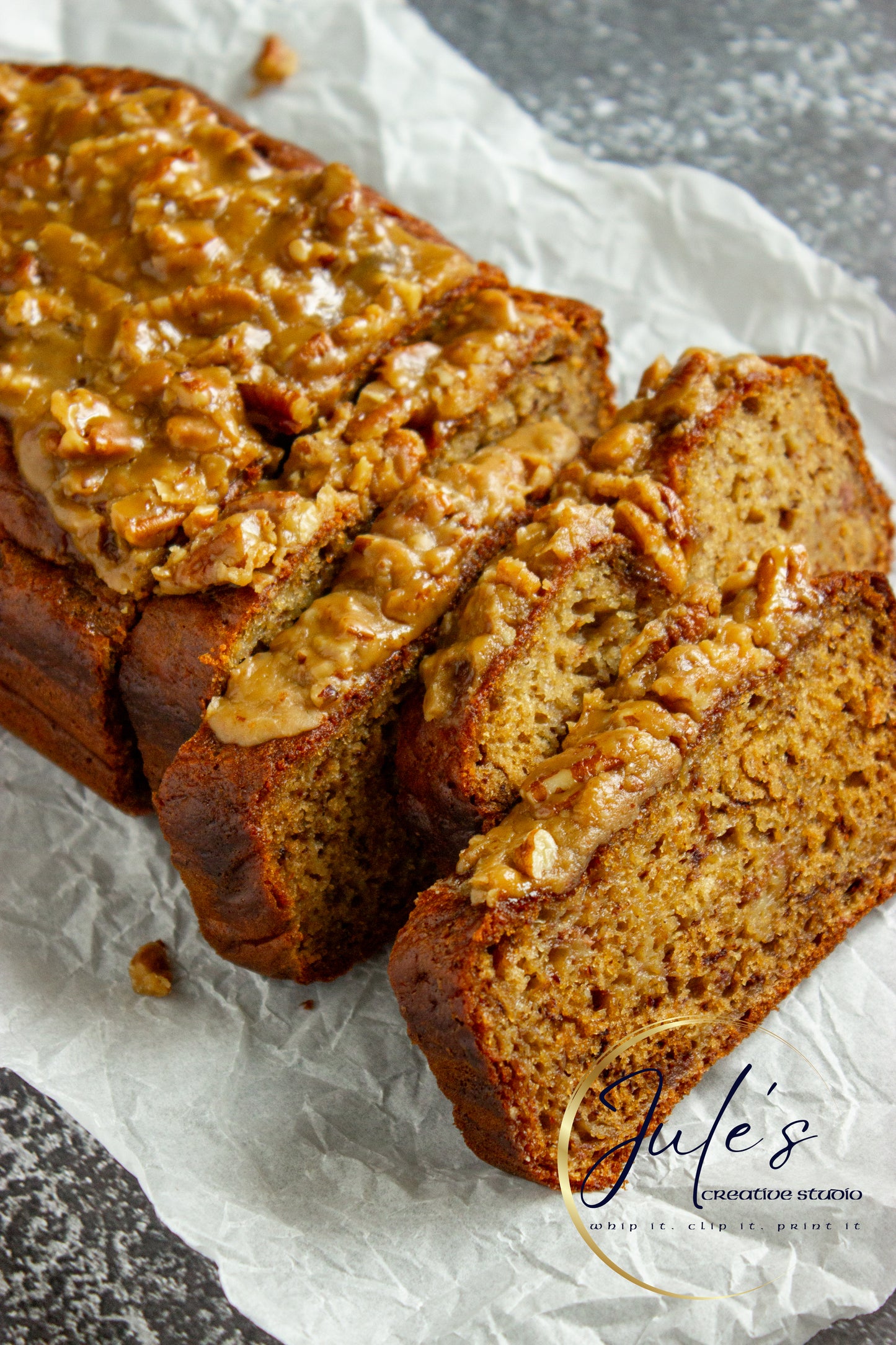 Greek Yogurt Banana Bread with Brown Sugar Pecan Glaze (Set 5)