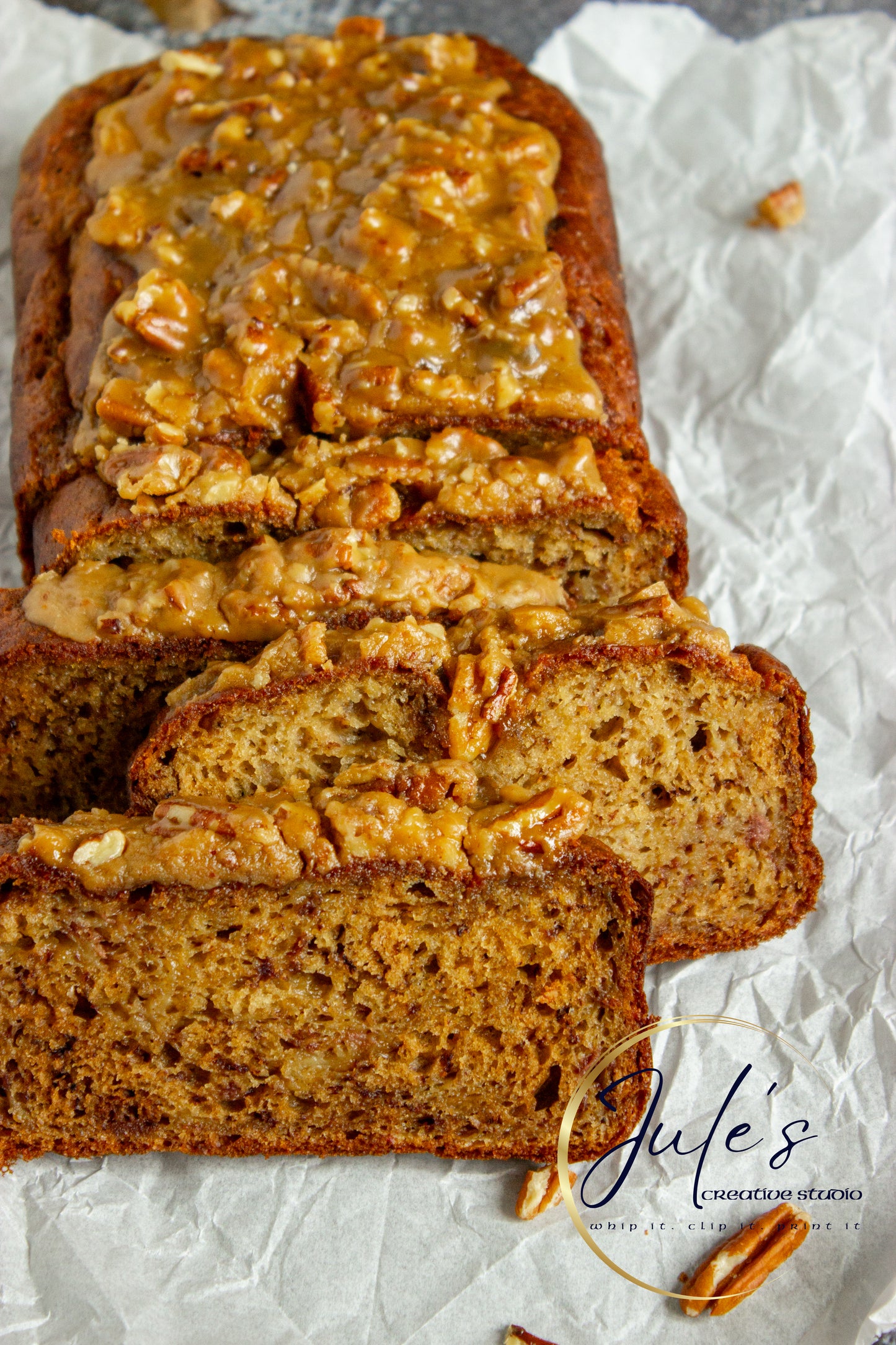 Greek Yogurt Banana Bread with Brown Sugar Pecan Glaze (Set 5)