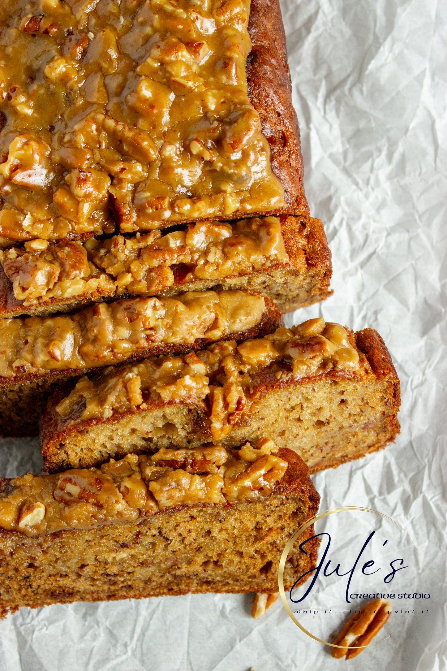 Greek Yogurt Banana Bread with Brown Sugar Pecan Glaze (Set 5)
