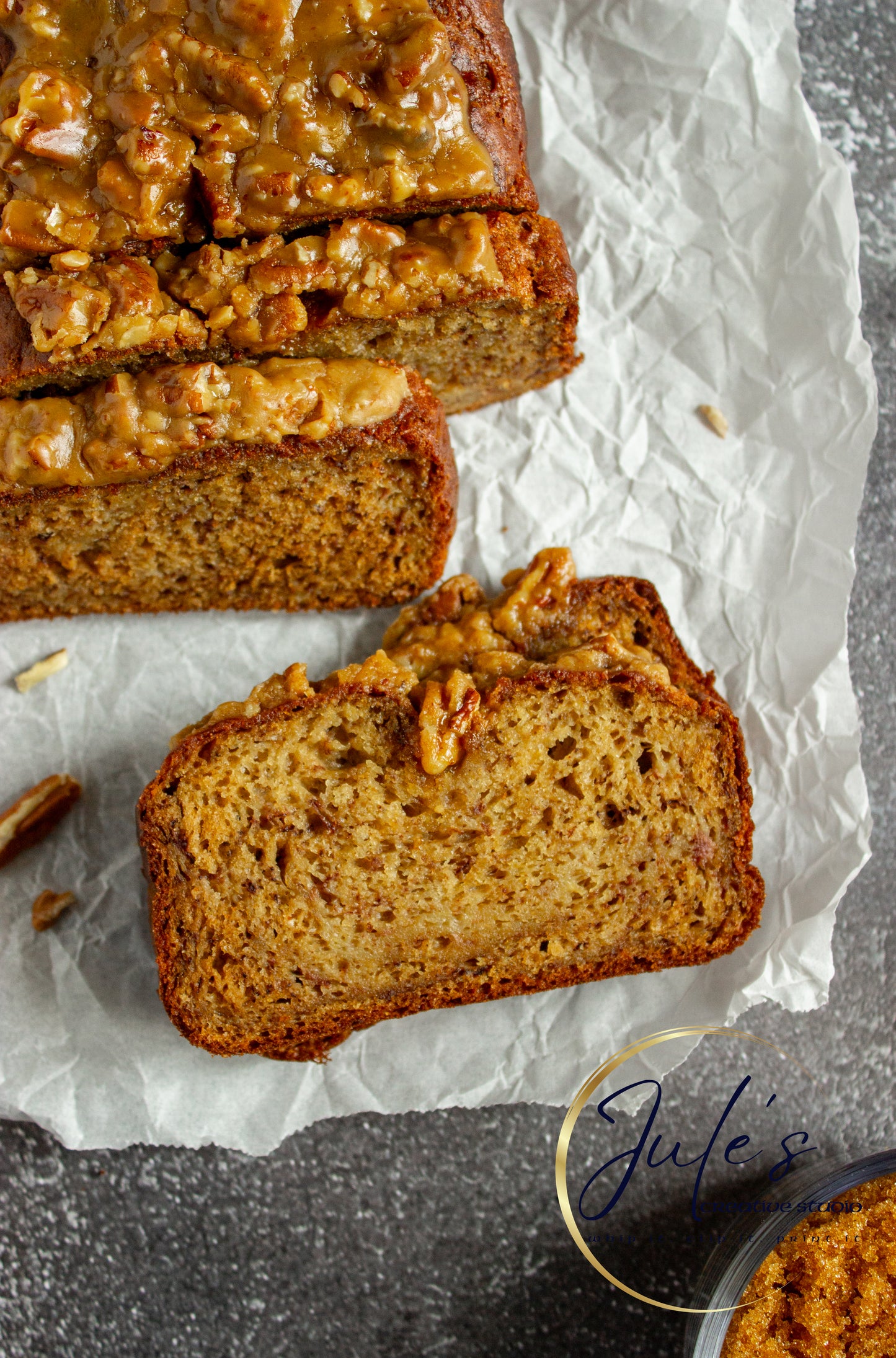 Greek Yogurt Banana Bread with Brown Sugar Pecan Glaze (Set 5)