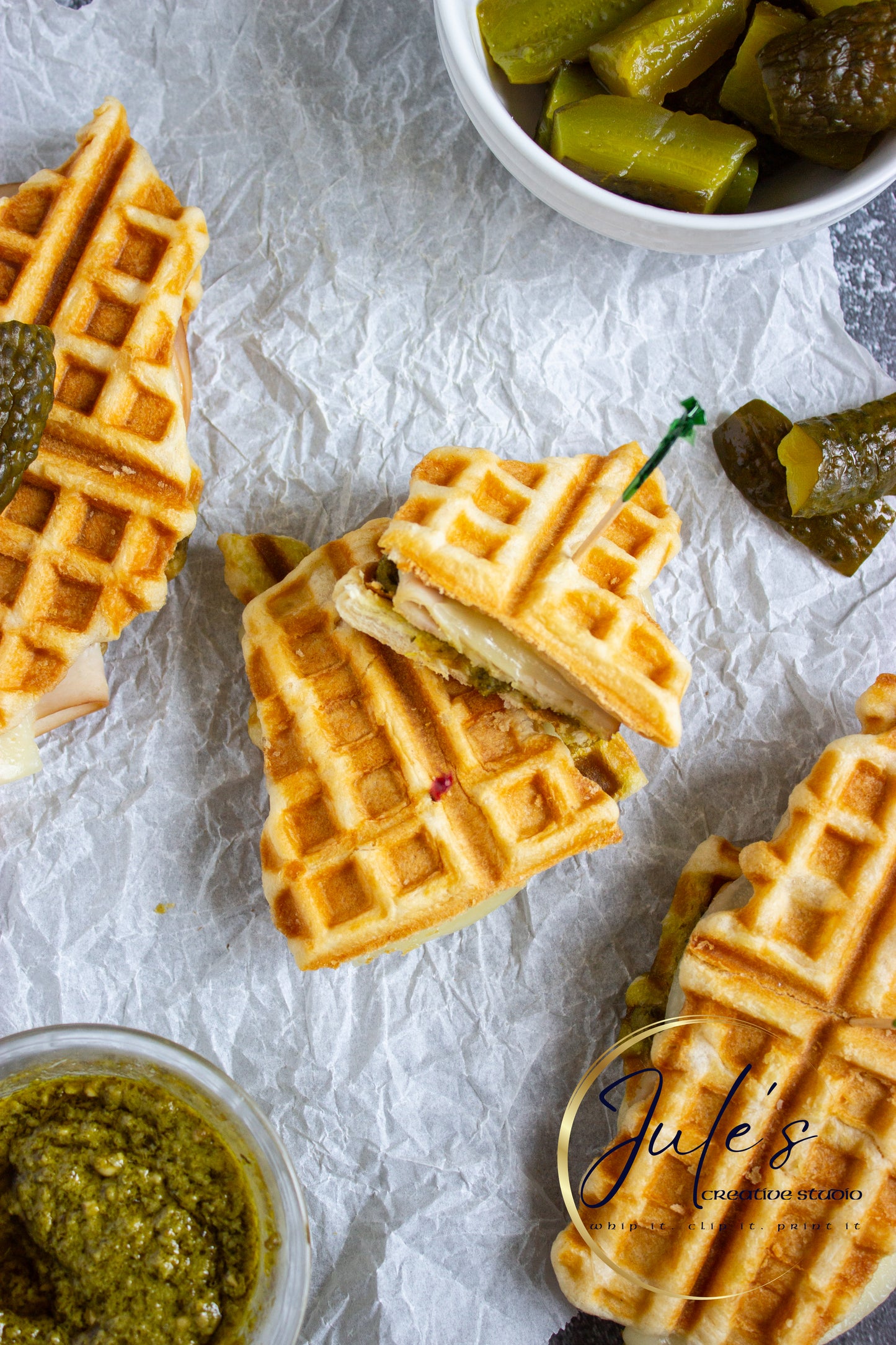 Mozzarella Pesto Croffle Sandwiches (Set 5)