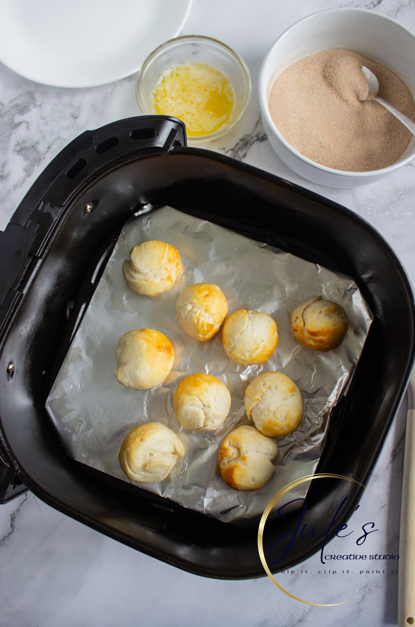 Air Fryer Churro Donut Holes with Caramel Sauce (Set 6)