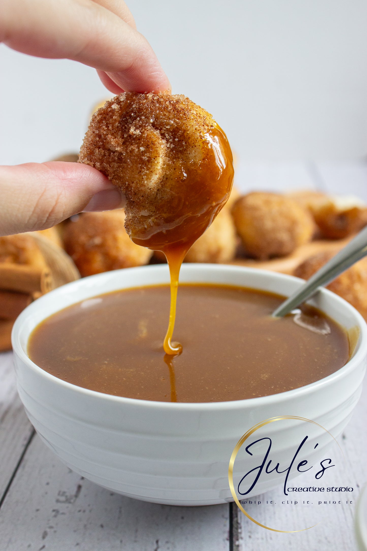Air Fryer Churro Donut Holes with Caramel Sauce (Set 2)