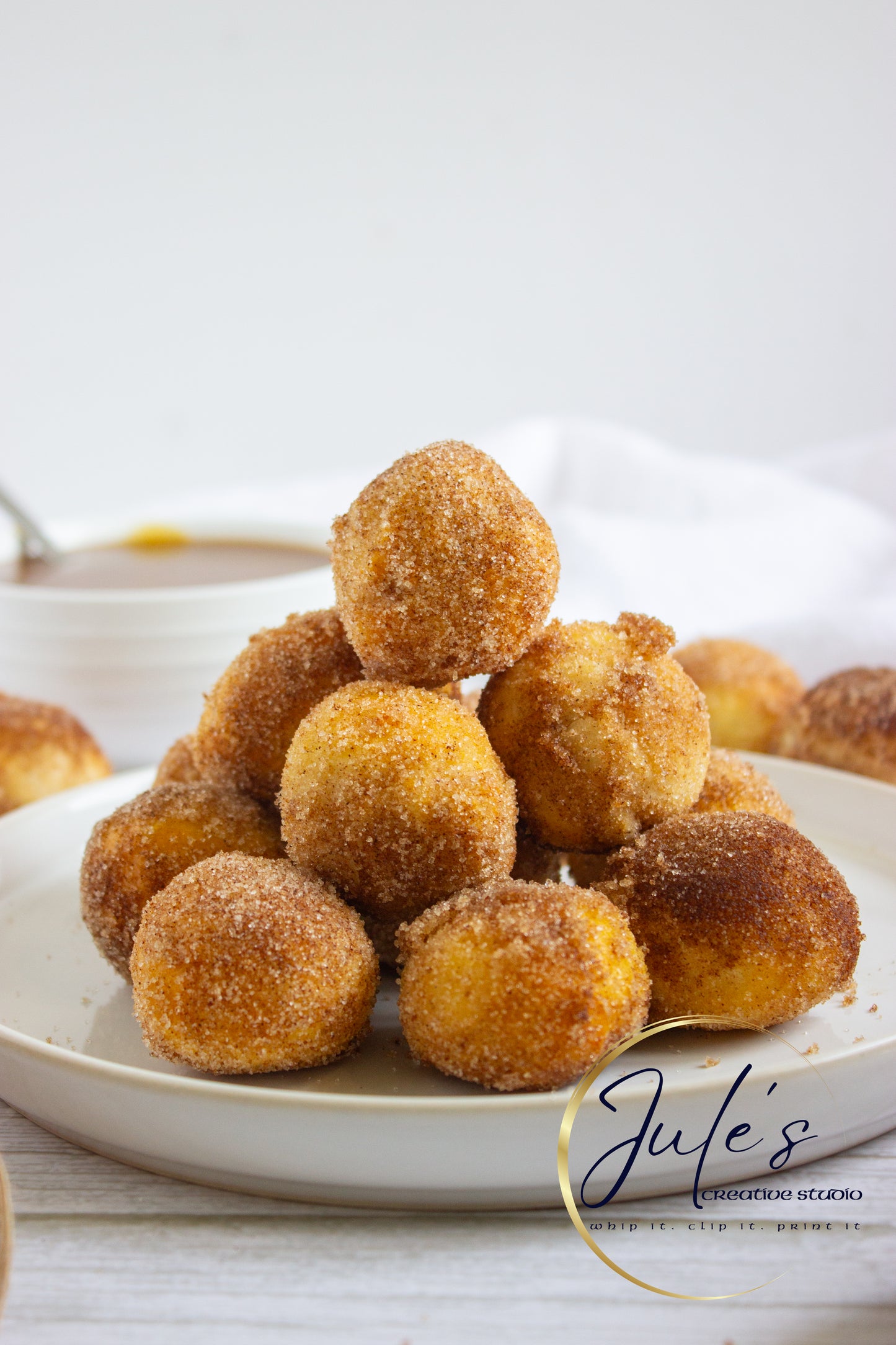 Air Fryer Churro Donut Holes with Caramel Sauce (Set 3)