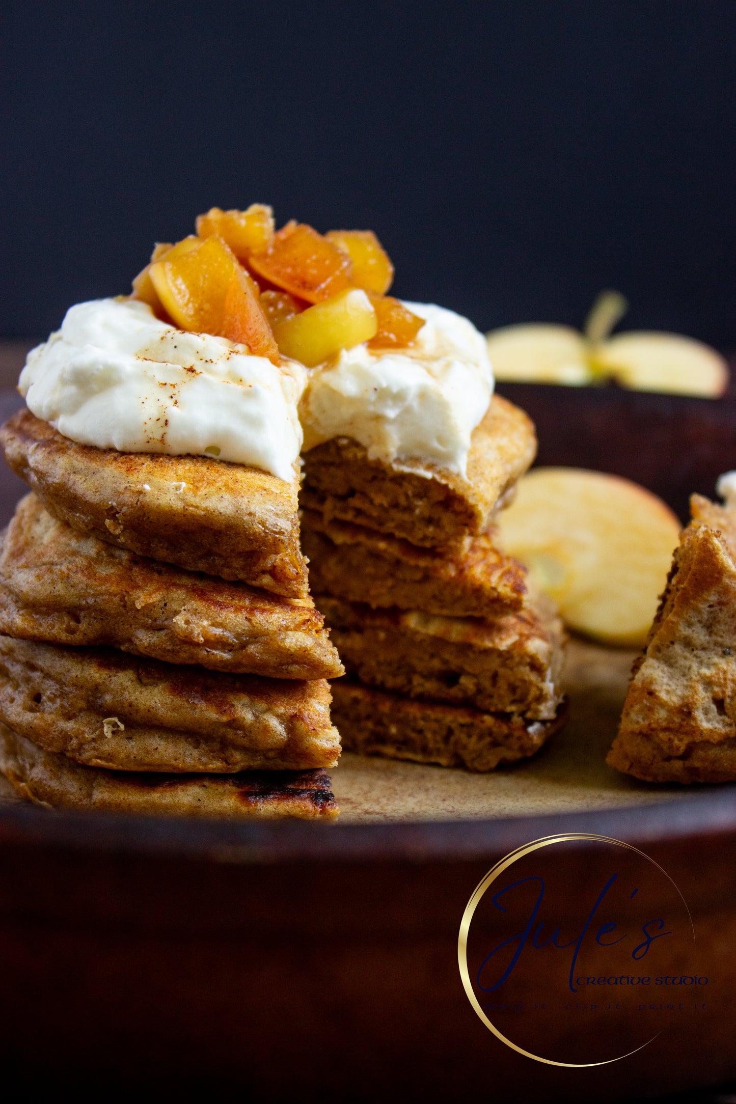 Fluffy Spice Pancakes with Caramel Apple Compote (Set 4)