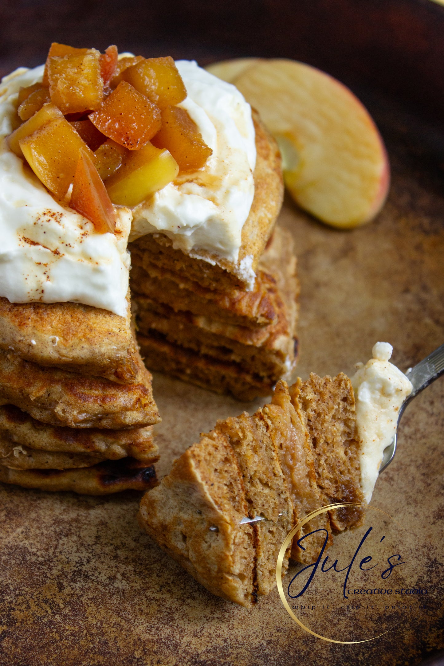 Fluffy Spice Pancakes with Caramel Apple Compote (Set 4)