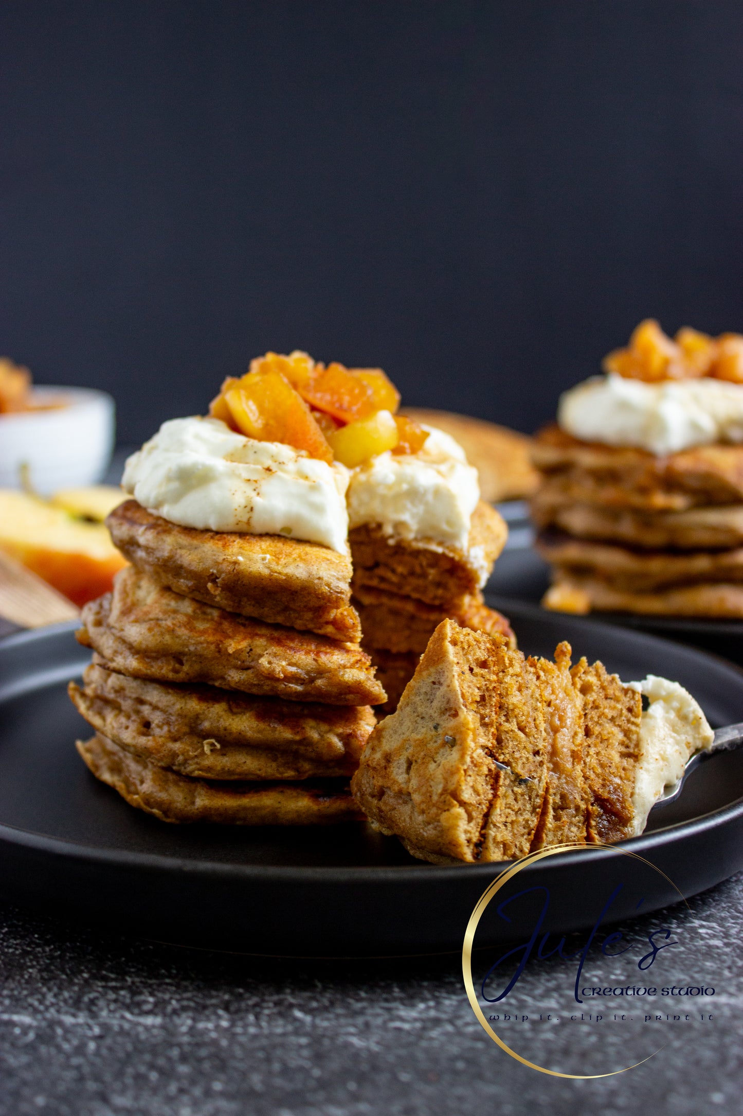 Fluffy Spice Pancakes with Caramel Apple Compote (Set 5)