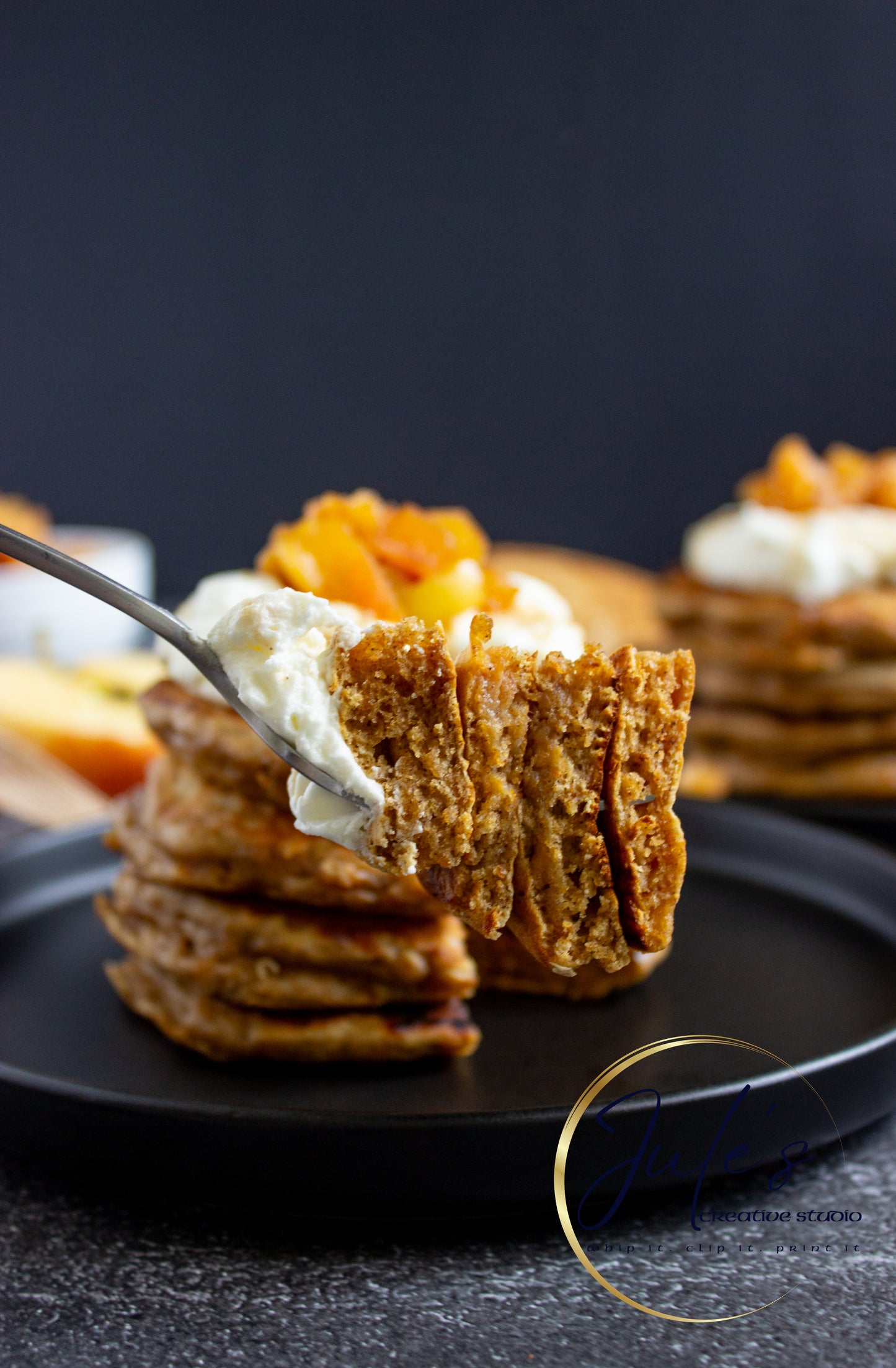 Fluffy Spice Pancakes with Caramel Apple Compote (Set 5)