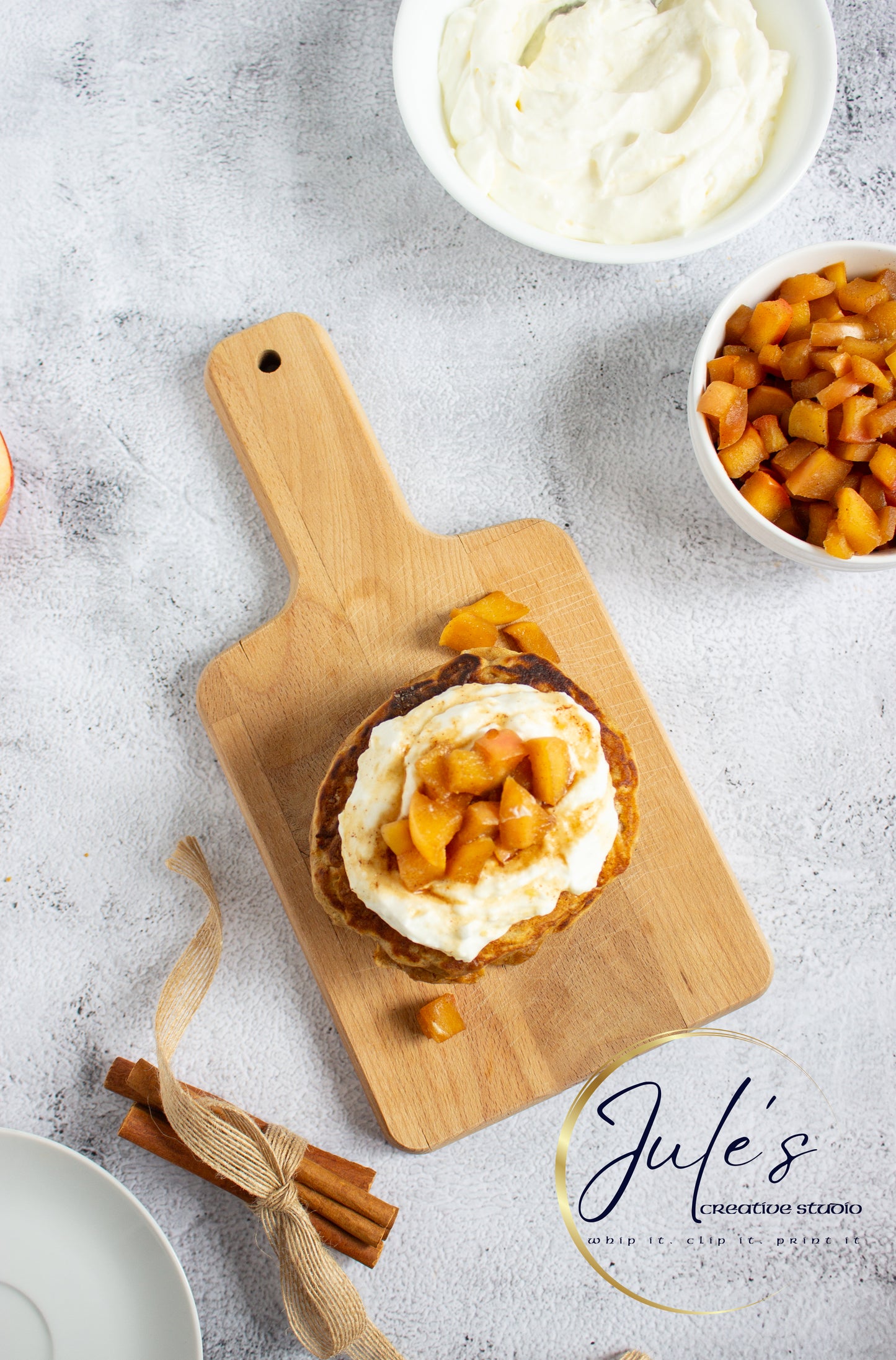 Fluffy Spice Pancakes with Caramel Apple Compote (Set 6)