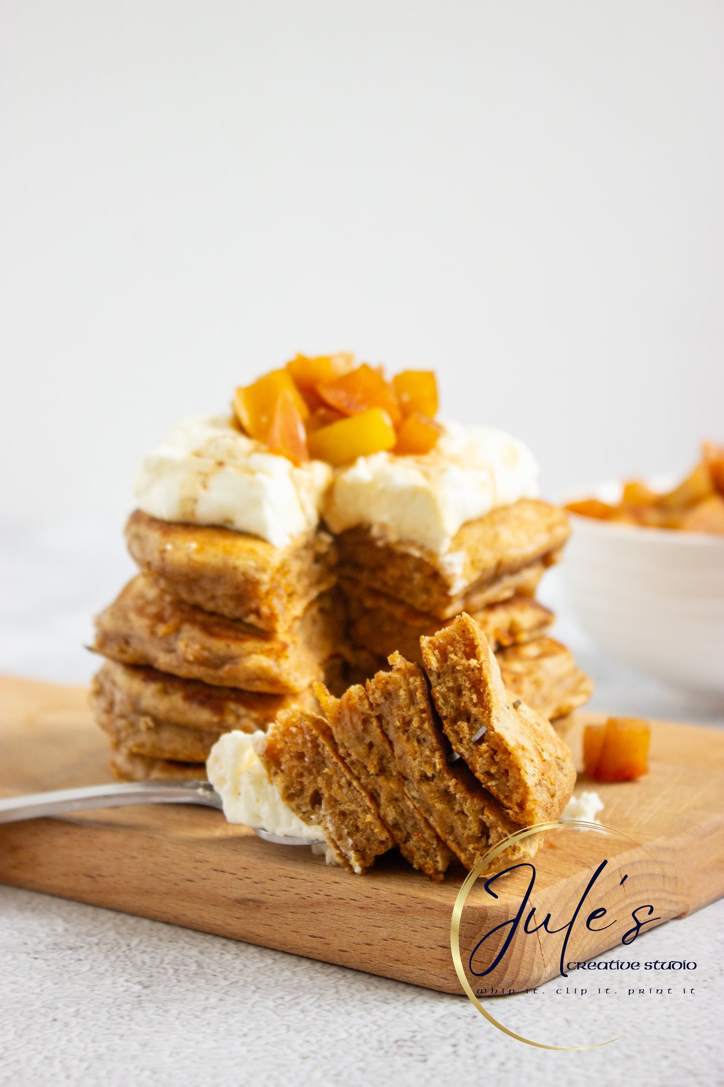 Fluffy Spice Pancakes with Caramel Apple Compote (Set 6)