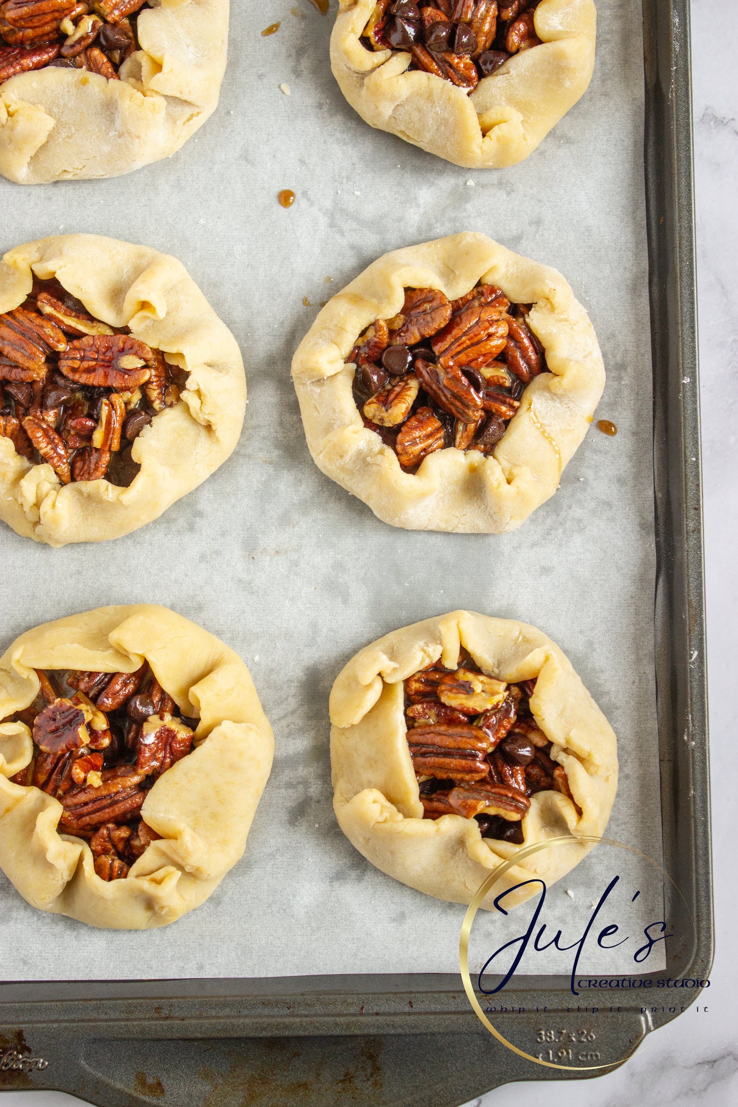 Rustic Chocolate Pecan Tartlets (Set 4)