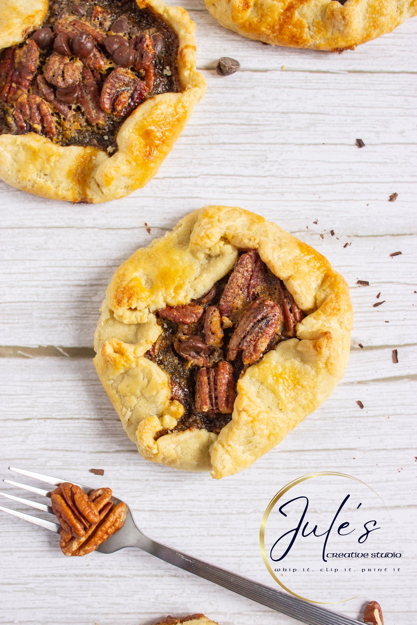 Rustic Chocolate Pecan Tartlets (Set 3)