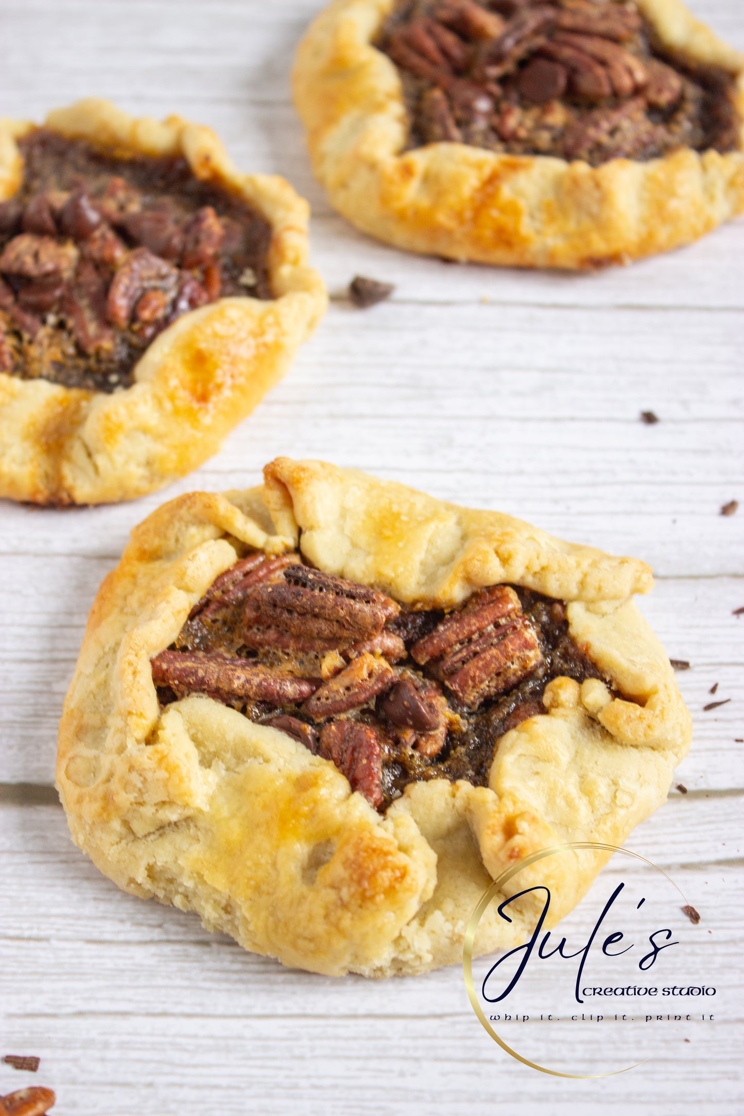 Rustic Chocolate Pecan Tartlets (Set 3)