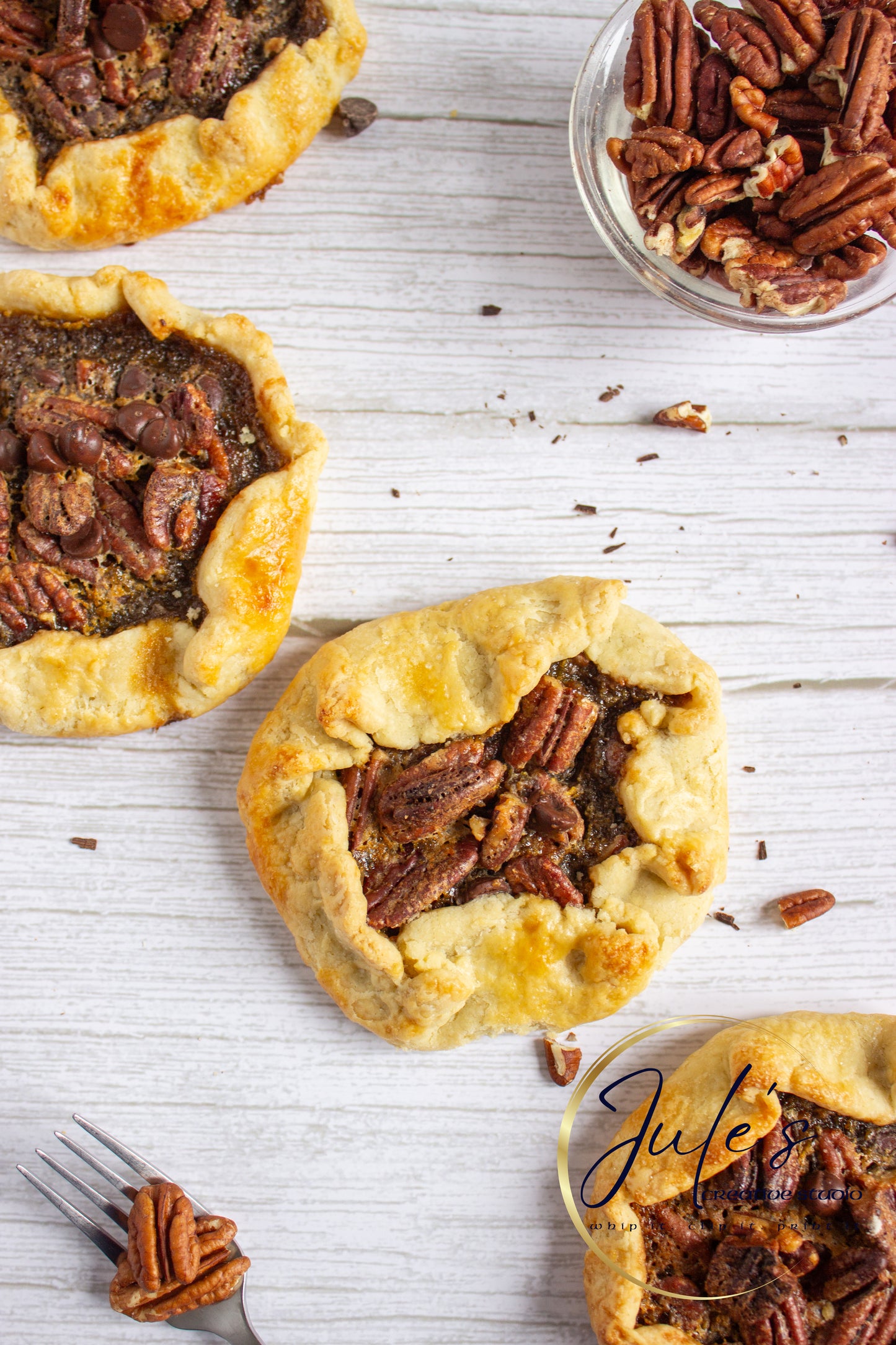 Rustic Chocolate Pecan Tartlets (Set 3)