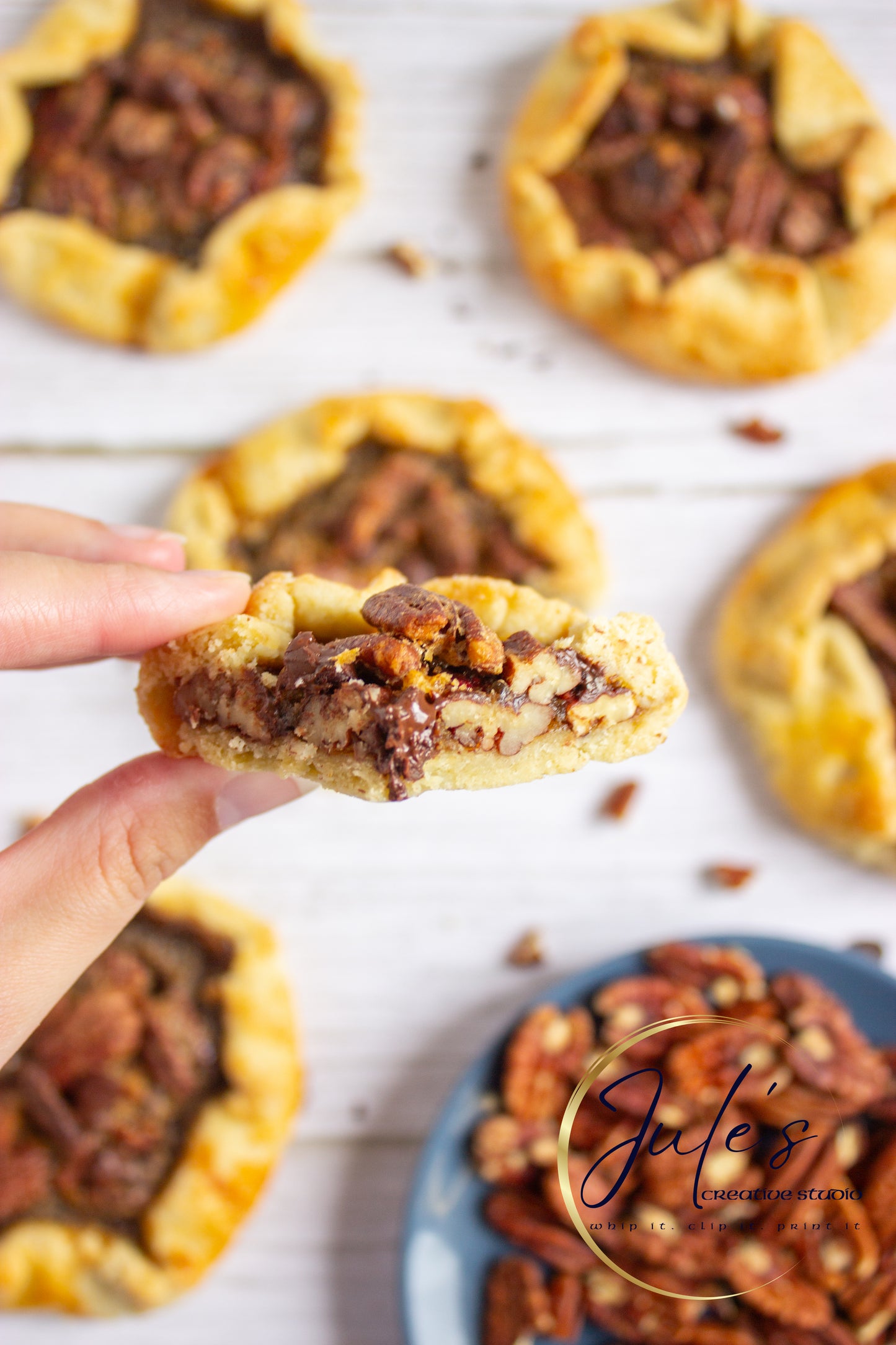 Rustic Chocolate Pecan Tartlets (Set 3)