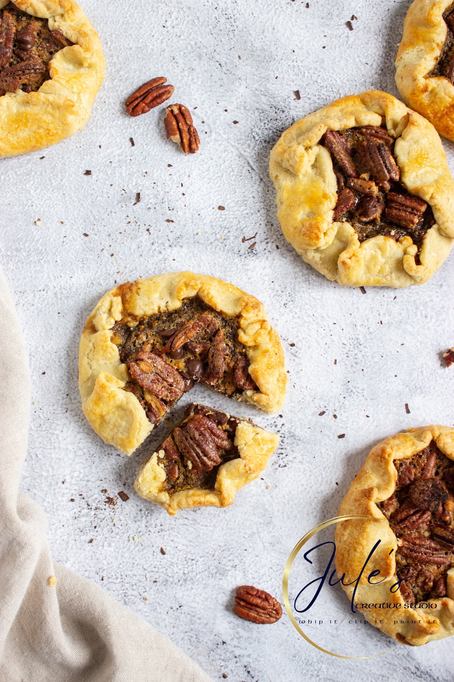 Rustic Chocolate Pecan Tartlets (Set 4)