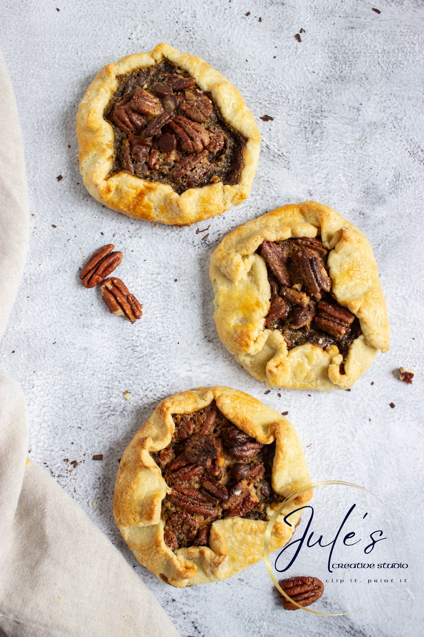 Rustic Chocolate Pecan Tartlets (Set 4)