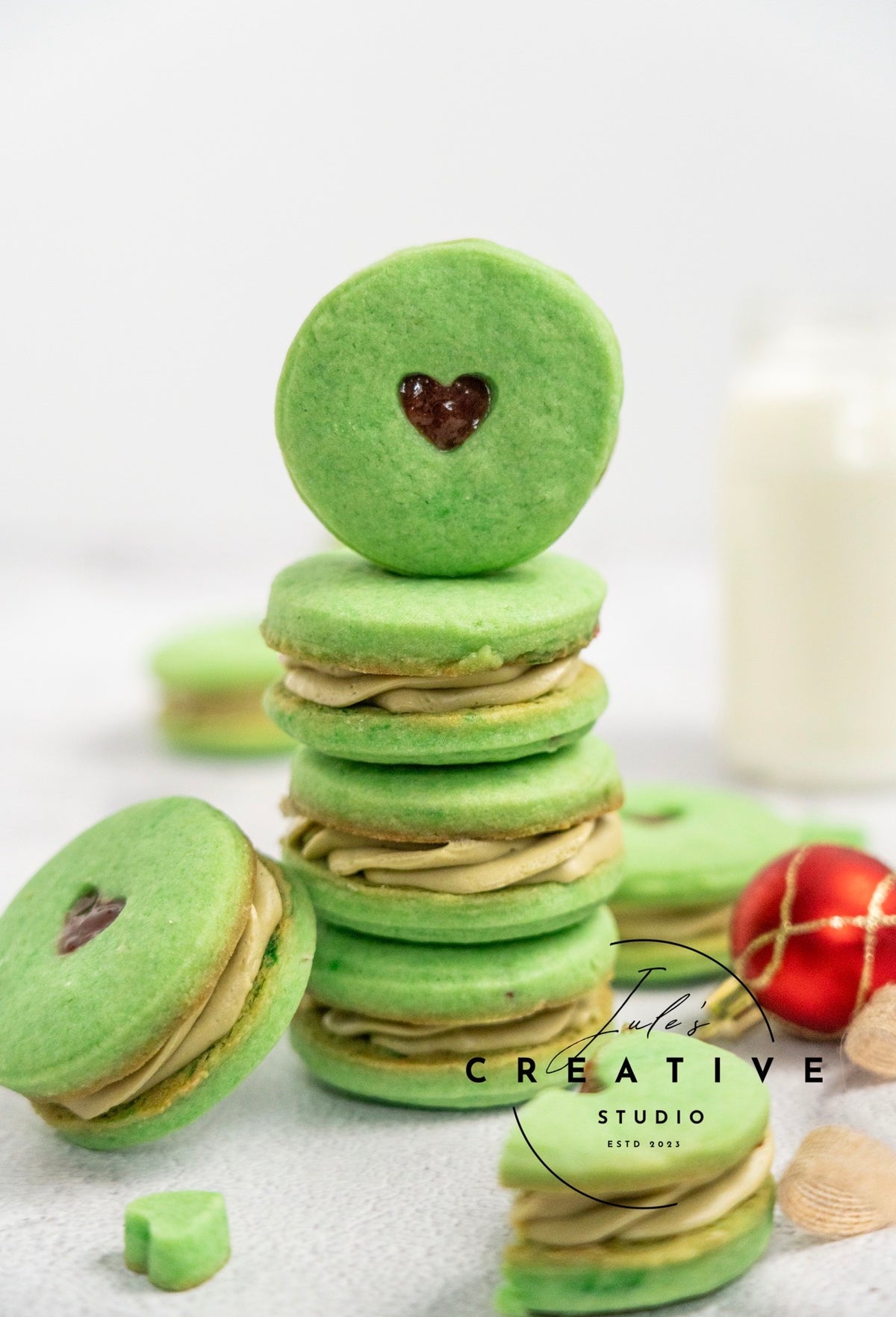 Grinch Themed Pistachio Cookies (Set 2)