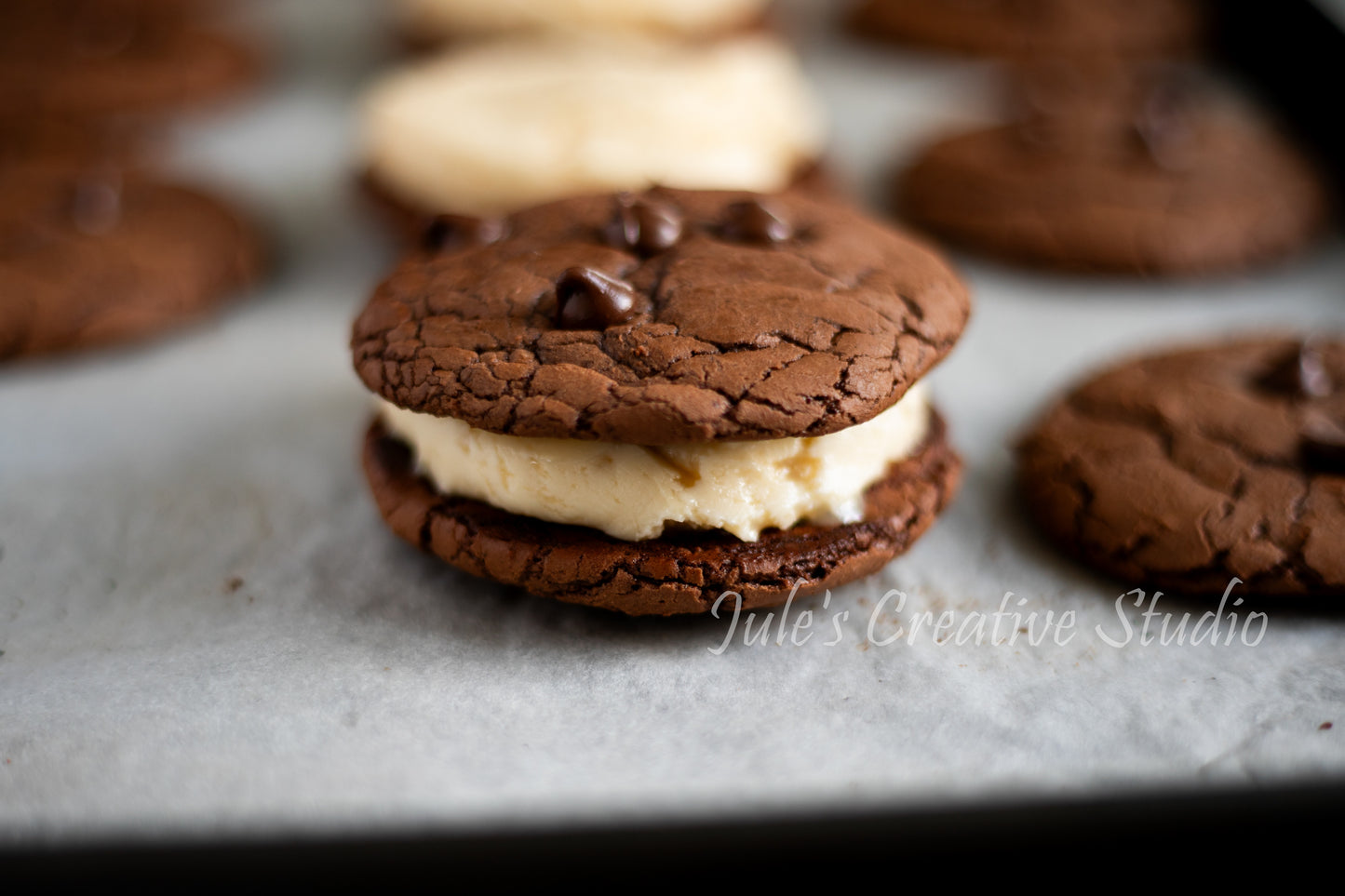 Fudgy Cookie Sandwiches with Salted Caramel Buttercream