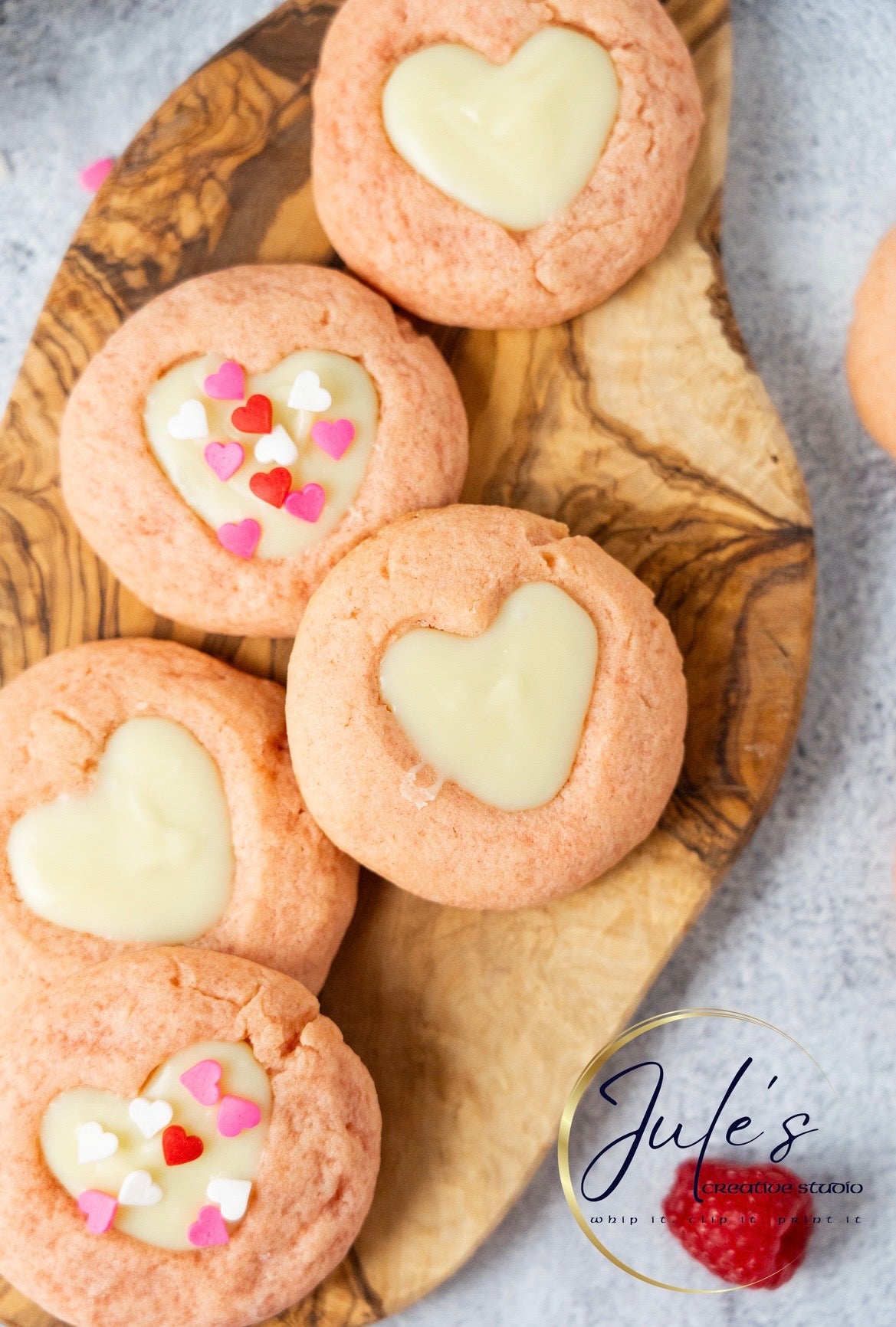 White Chocolate Raspberry Thumbprint Cookies (Set 4)