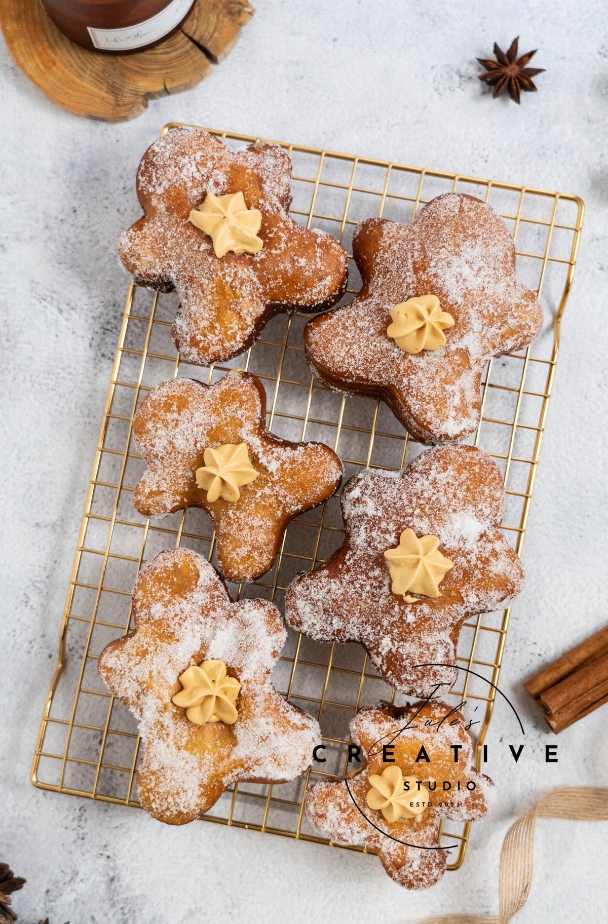Gingerbread Donuts with Whipped Caramel