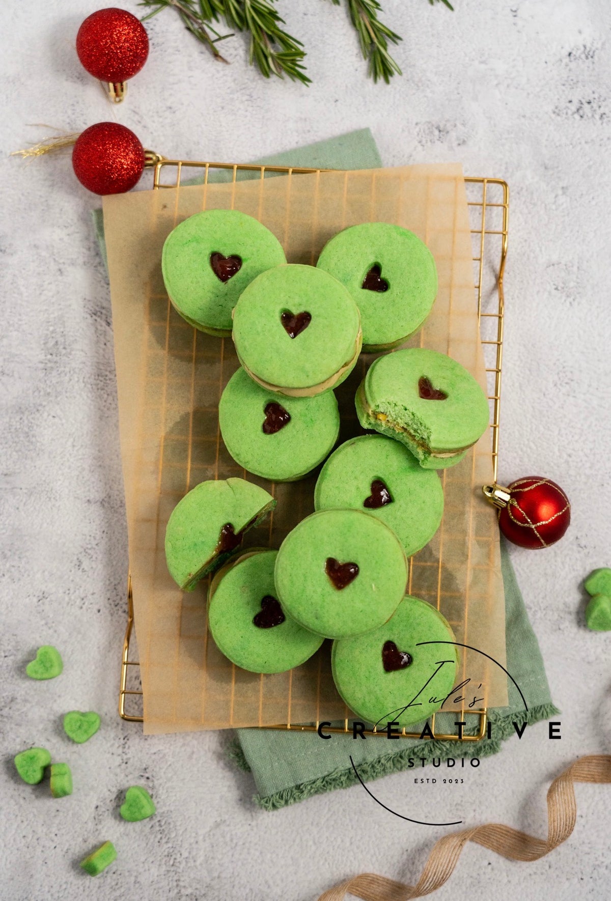 Grinch Themed Pistachio Cookies (Set 2)