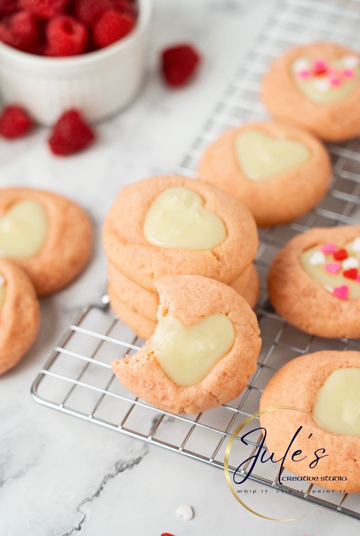 White Chocolate Raspberry Thumbprint cookies (Set 1)