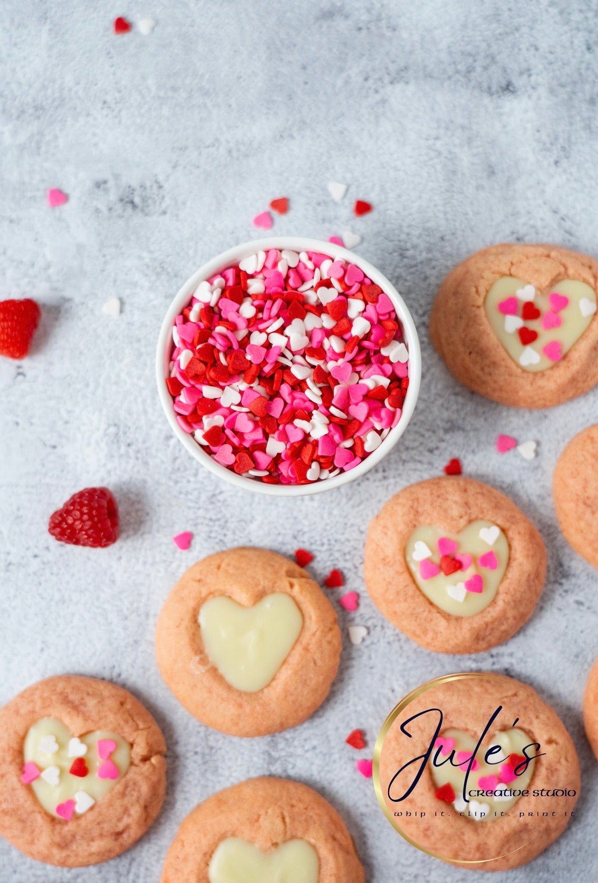 White Chocolate Raspberry Thumbprint Cookies (Set 4)
