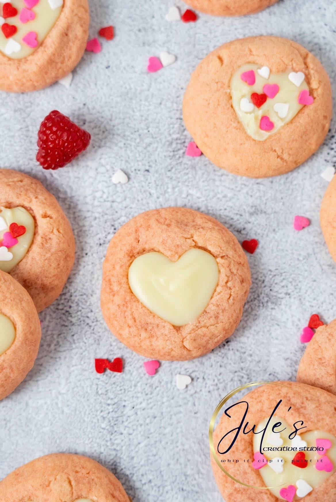 White Chocolate Raspberry Thumbprint Cookies (Set 4)