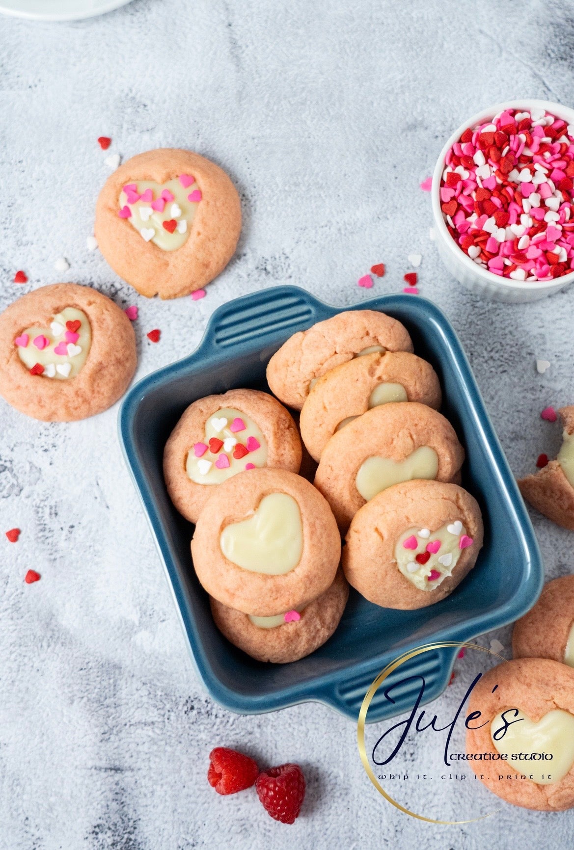 White Chocolate Raspberry Thumbprint Cookies (Set 4)