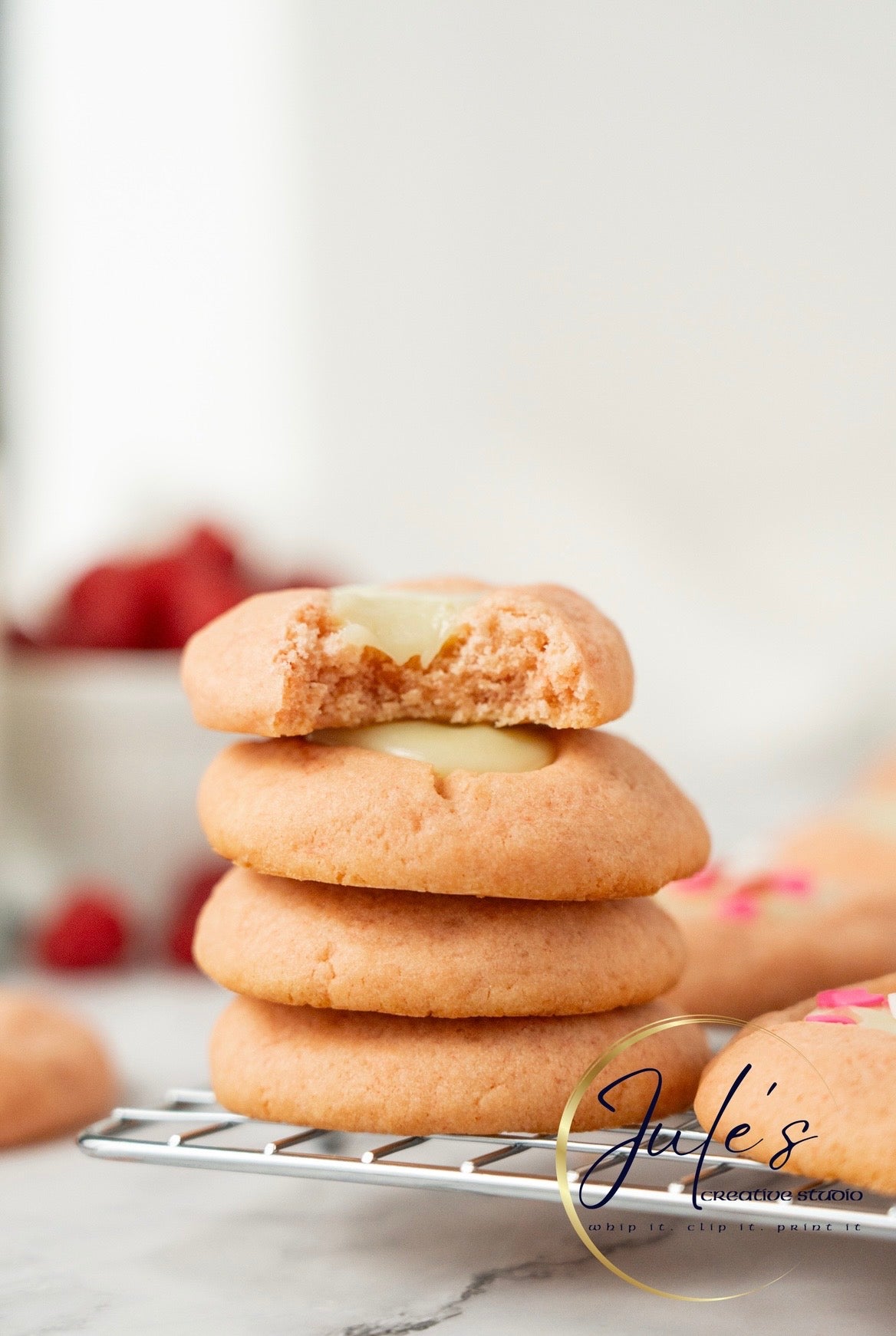 White Chocolate Raspberry Thumbprint cookies (Set 1)